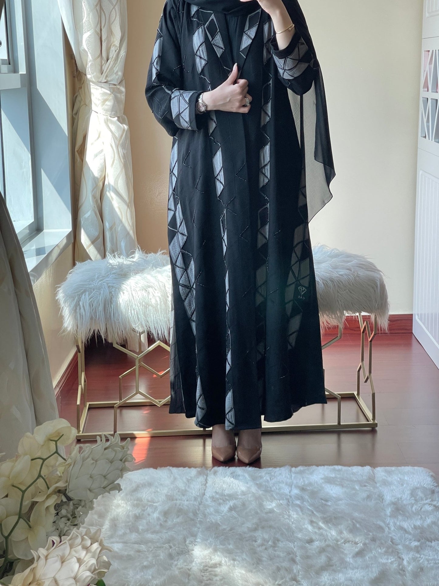 C - Black - Work - Abaya - Set - 64