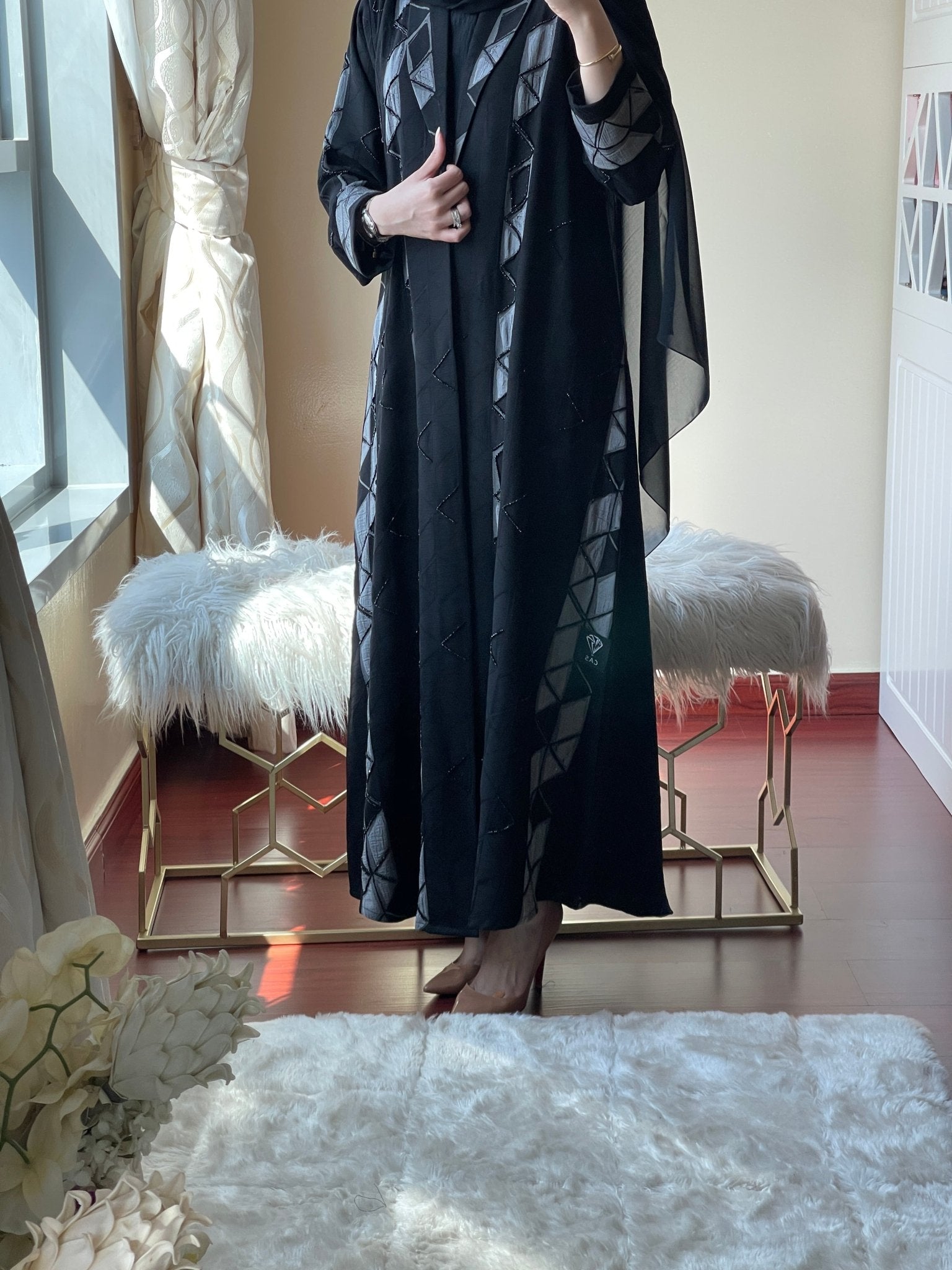 C - Black - Work - Abaya - Set - 64