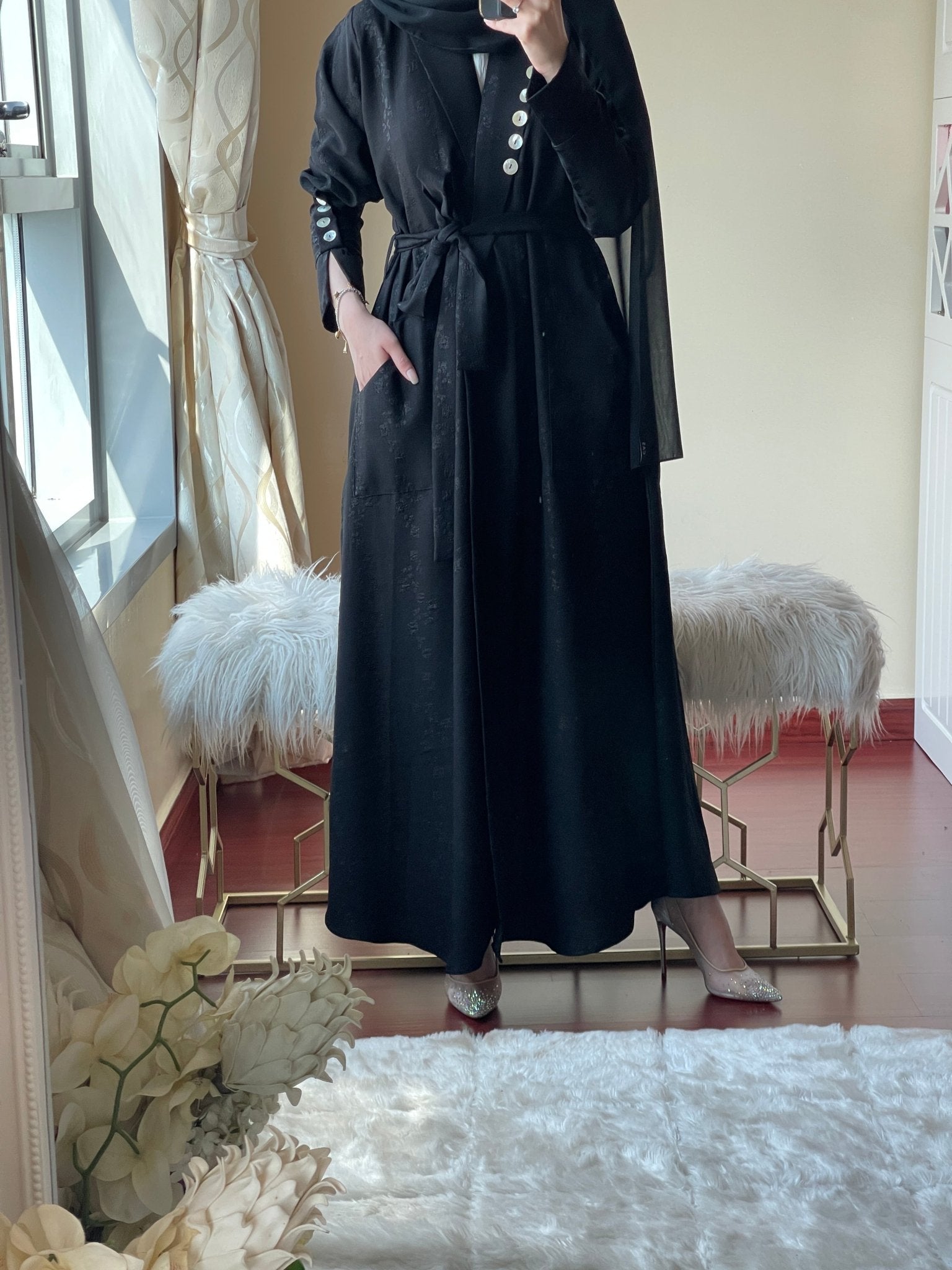 C - Black - Work - Abaya - Set - 69