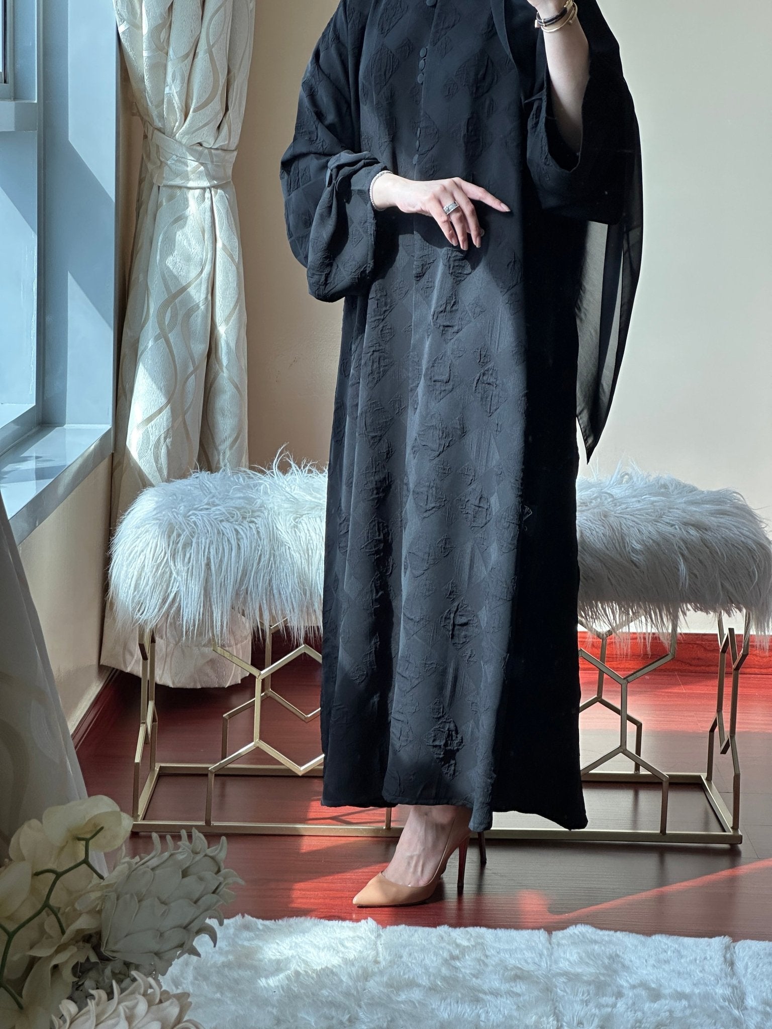 C - Black - Work - Abaya - Set - 77