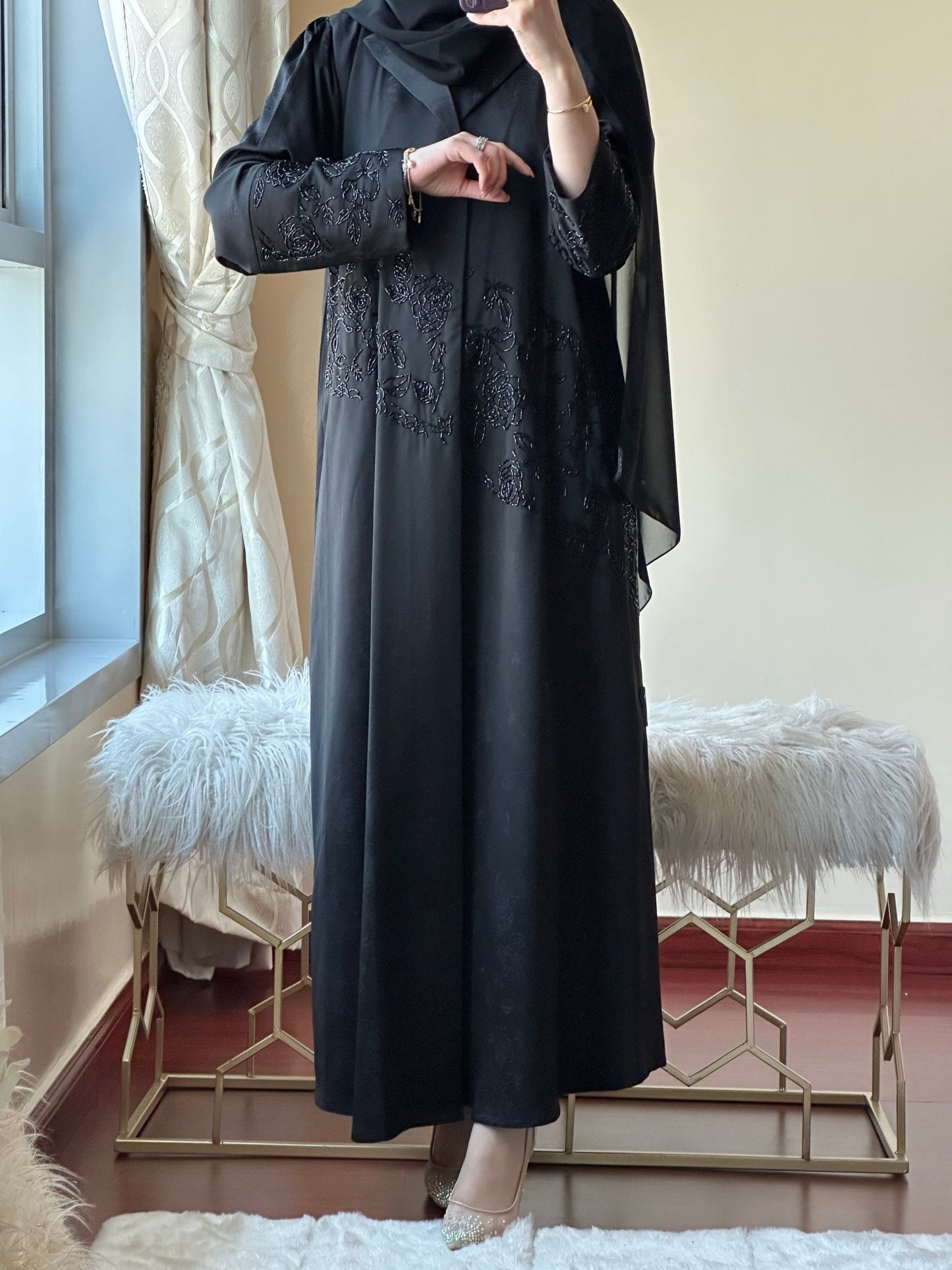 C - Black - Work - Abaya - Set - 93