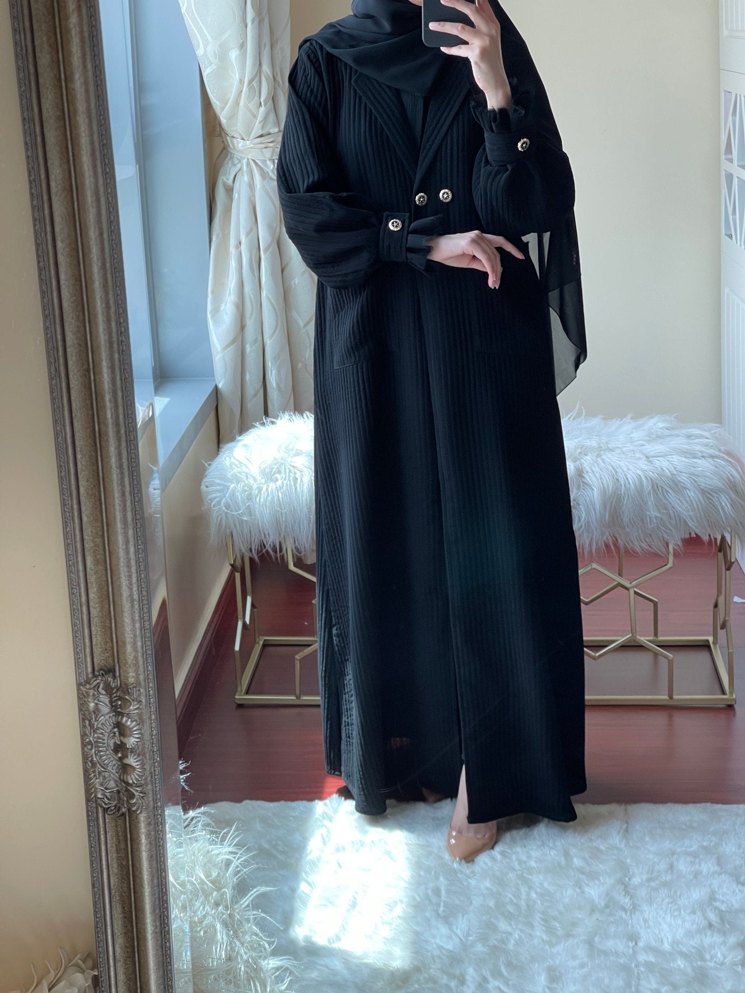 C - Black - Work - Coat - Abaya - Set - 02