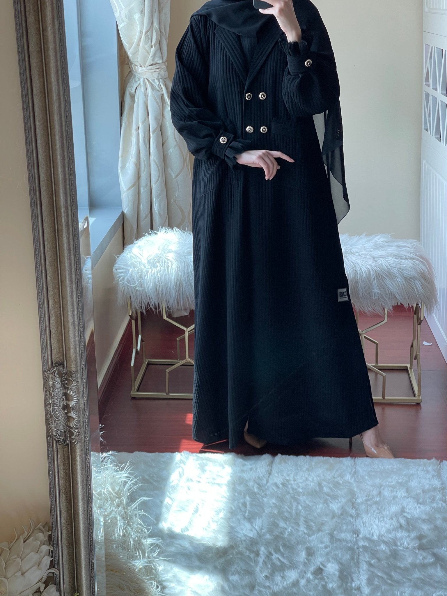 C - Black - Work - Coat - Abaya - Set - 02