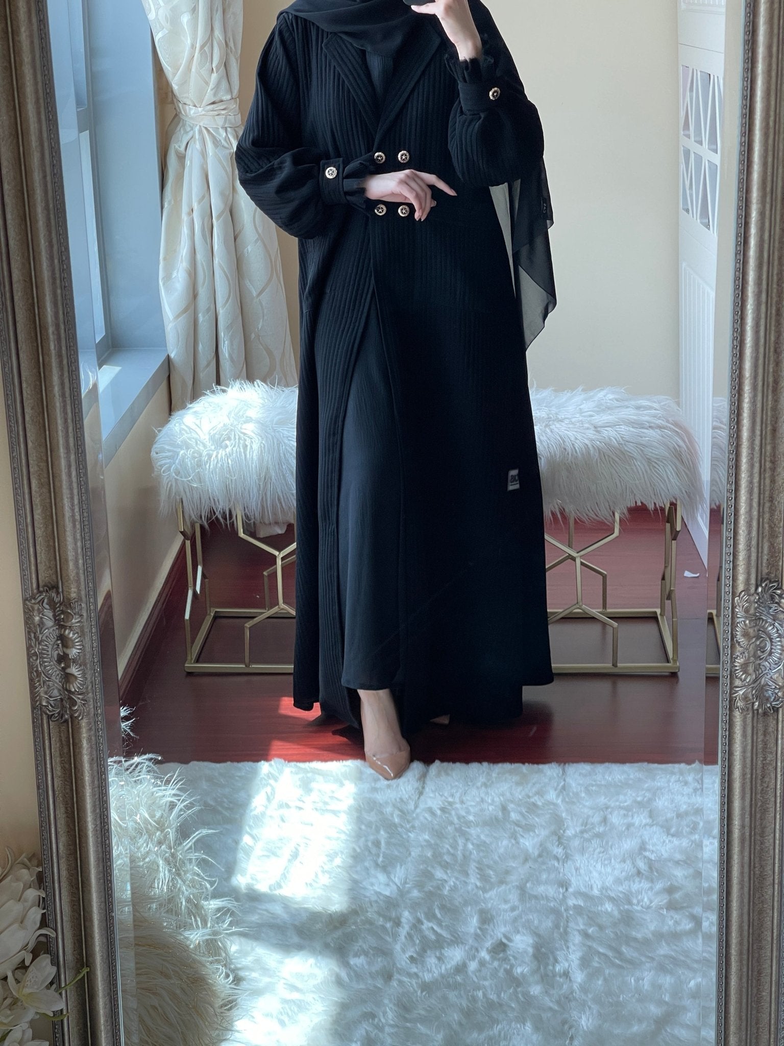 C - Black - Work - Coat - Abaya - Set - 02