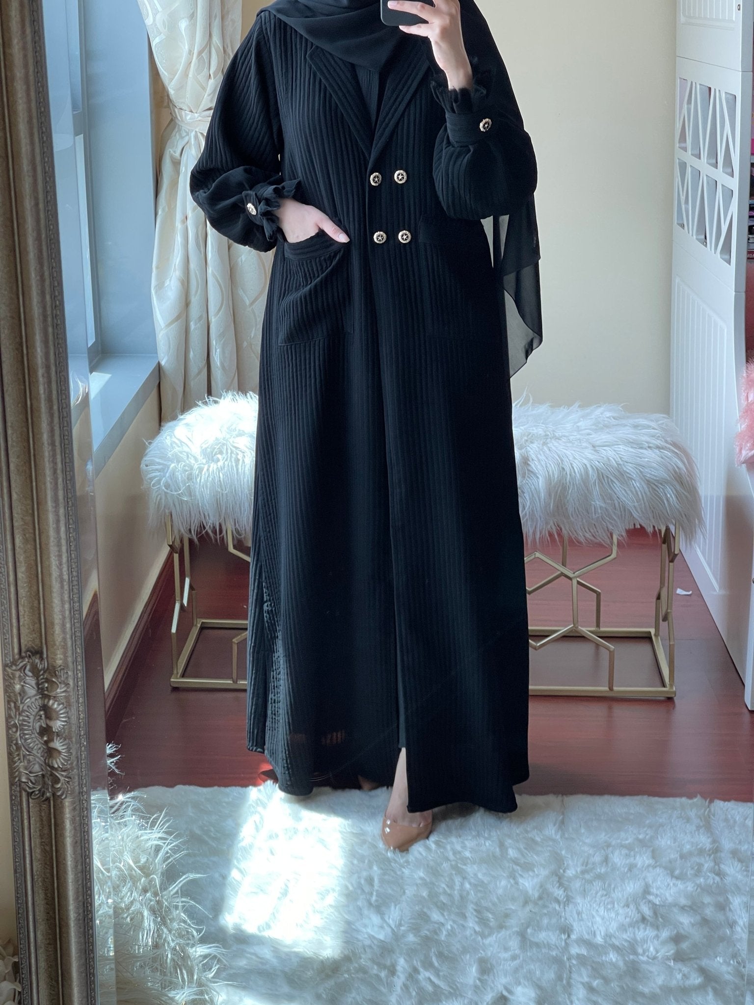 C - Black - Work - Coat - Abaya - Set - 02