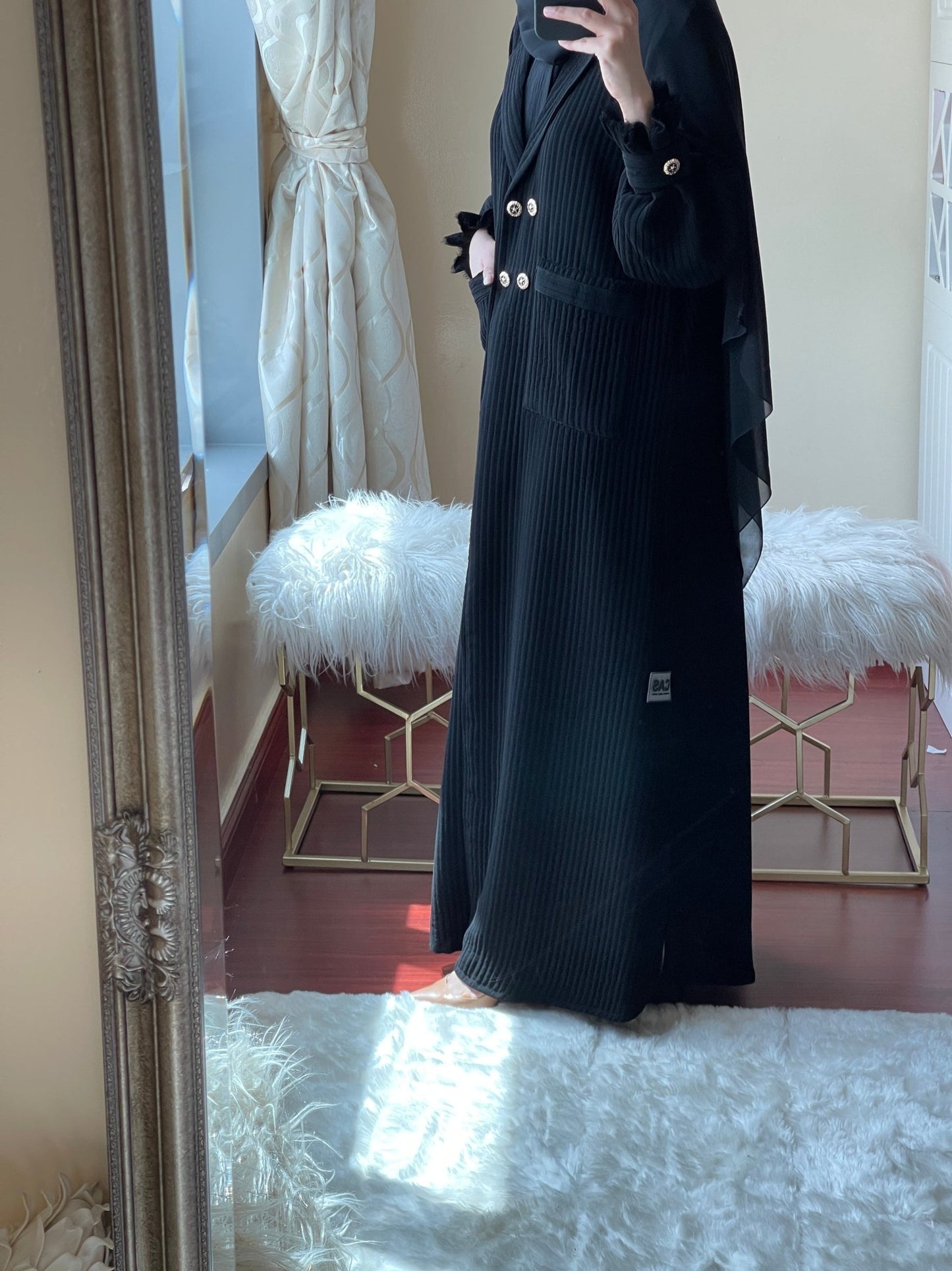 C - Black - Work - Coat - Abaya - Set - 02