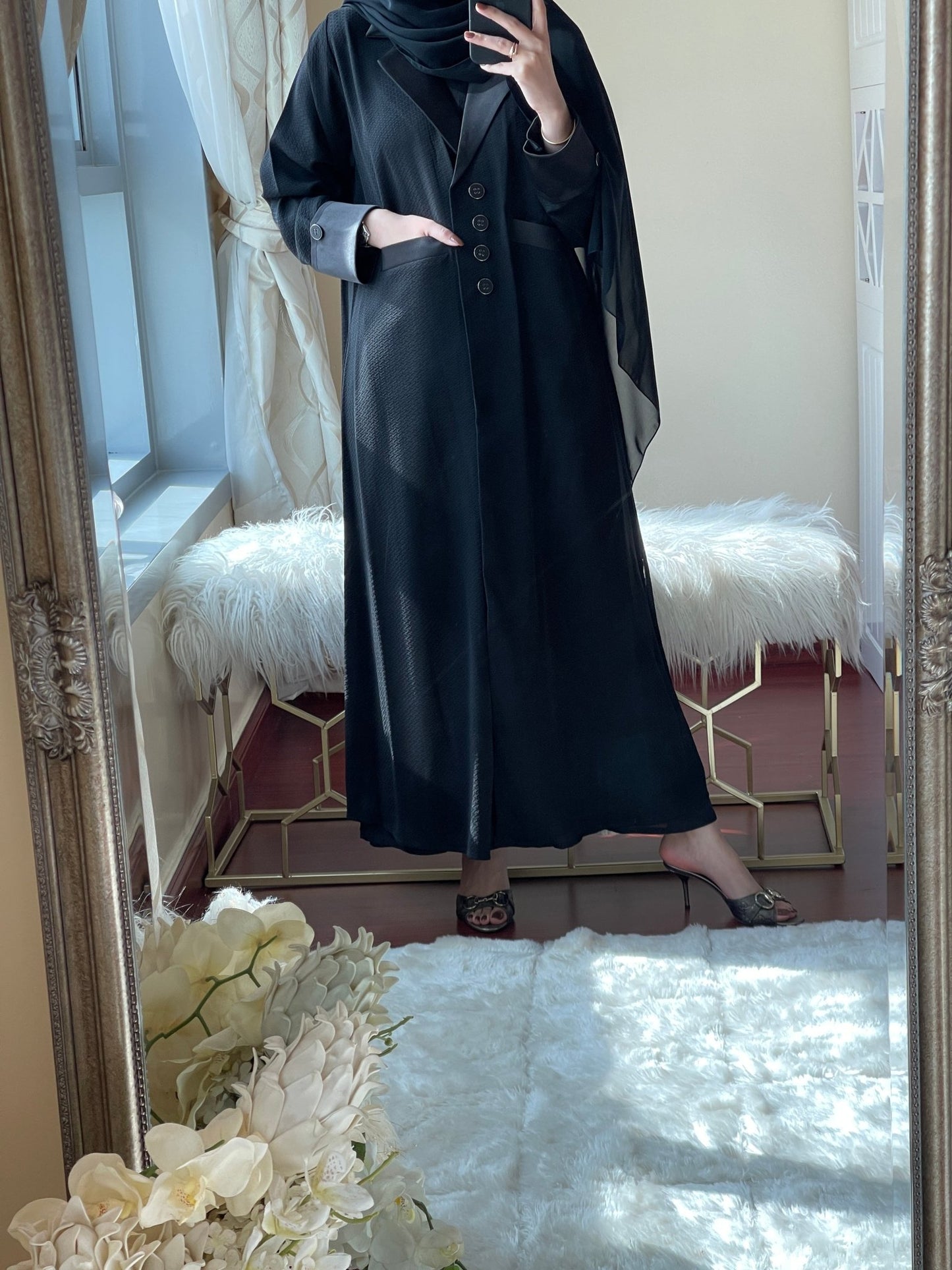 C - Black - Work - Coat - Abaya - Set - 09