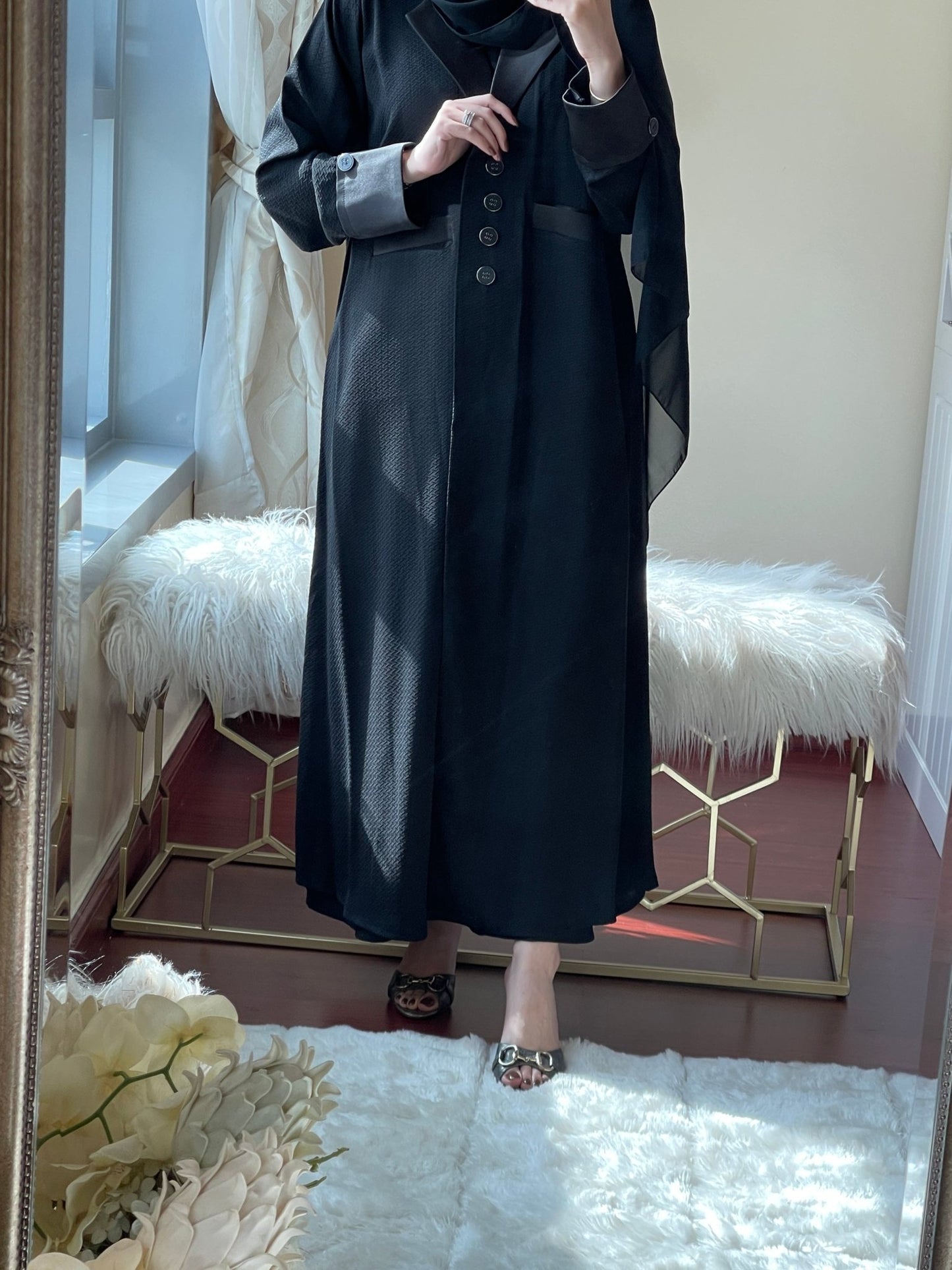 C - Black - Work - Coat - Abaya - Set - 09