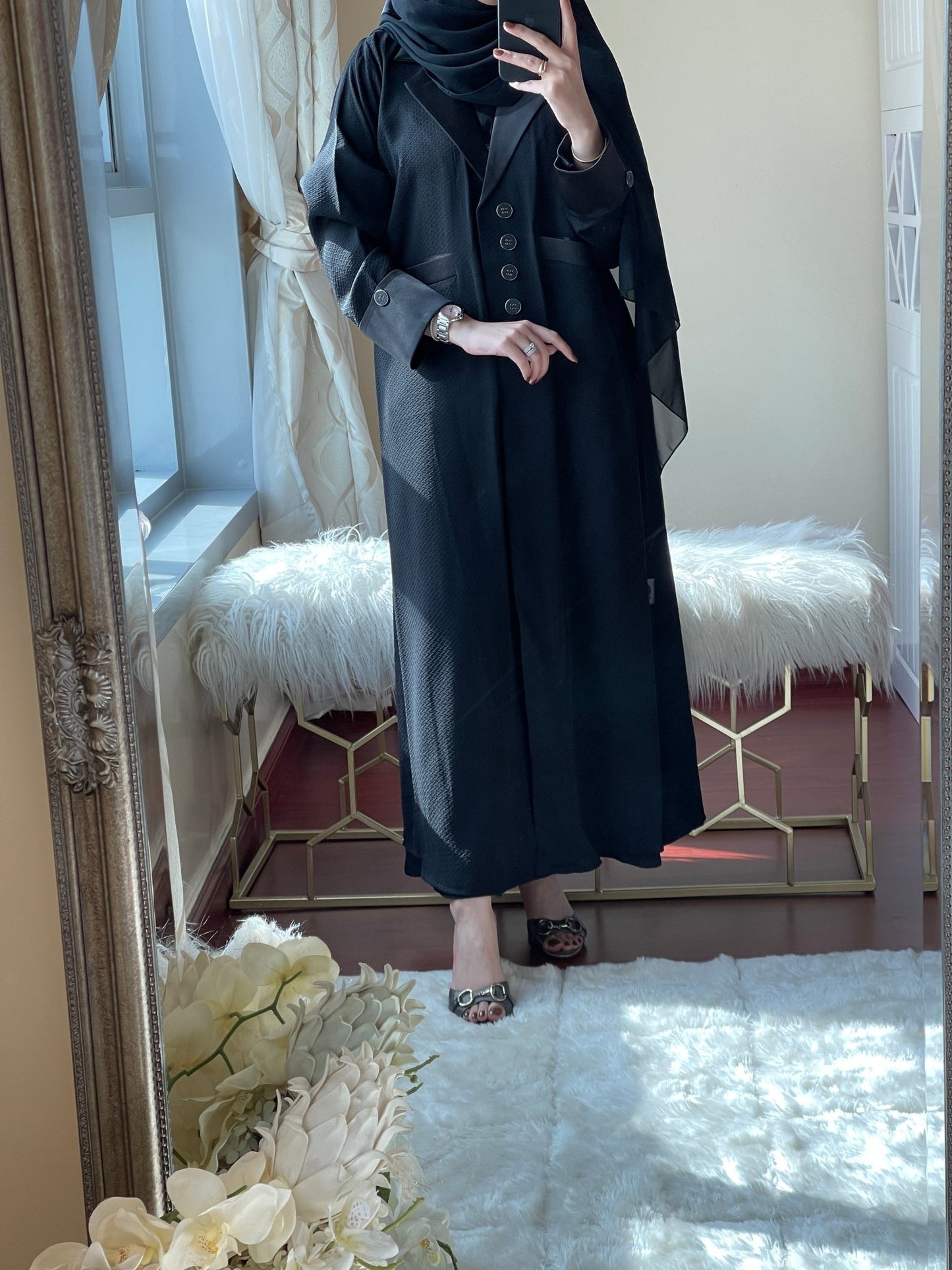 C - Black - Work - Coat - Abaya - Set - 09