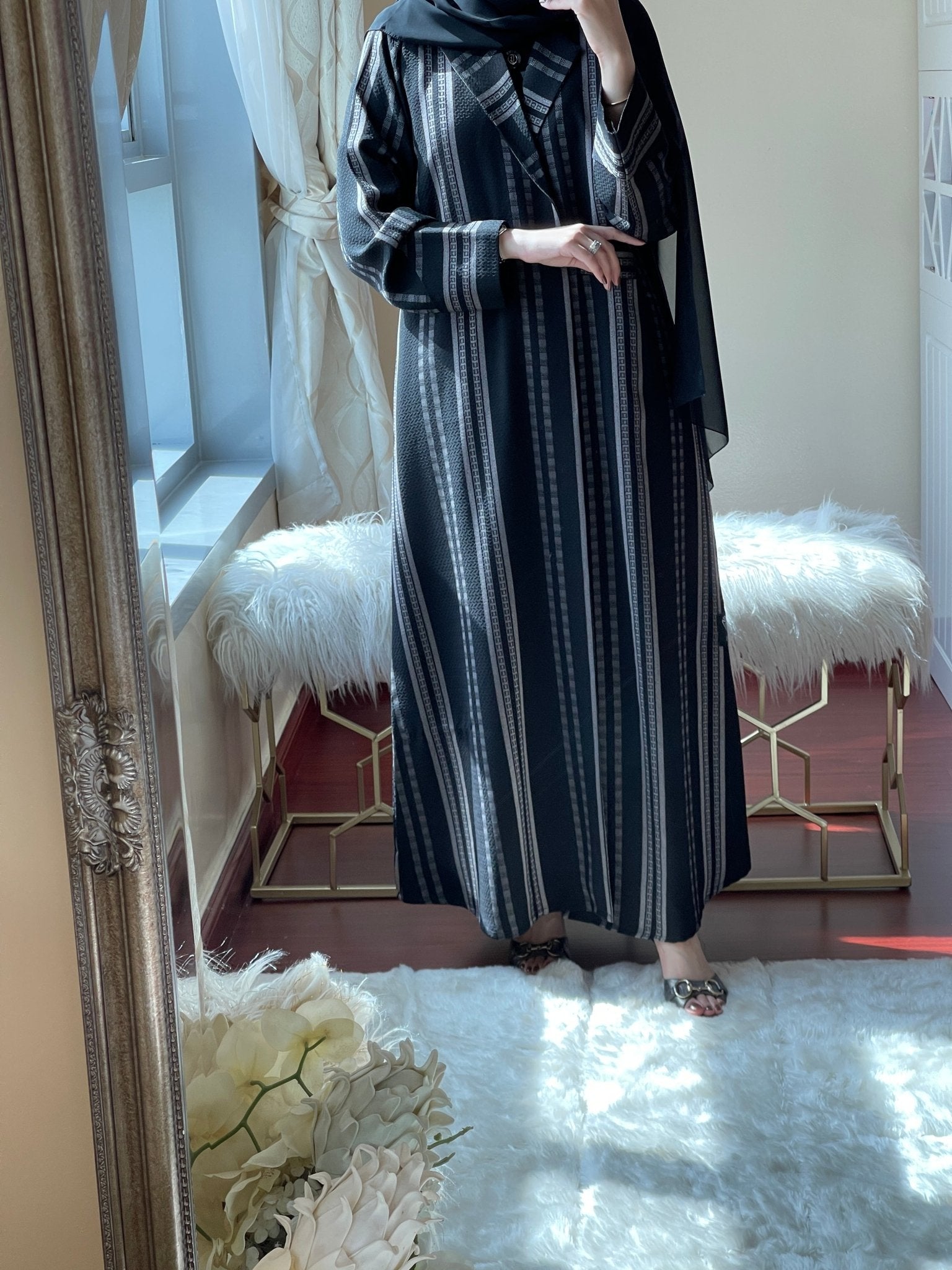 C - Black - Work - Coat - Abaya - Set - 17