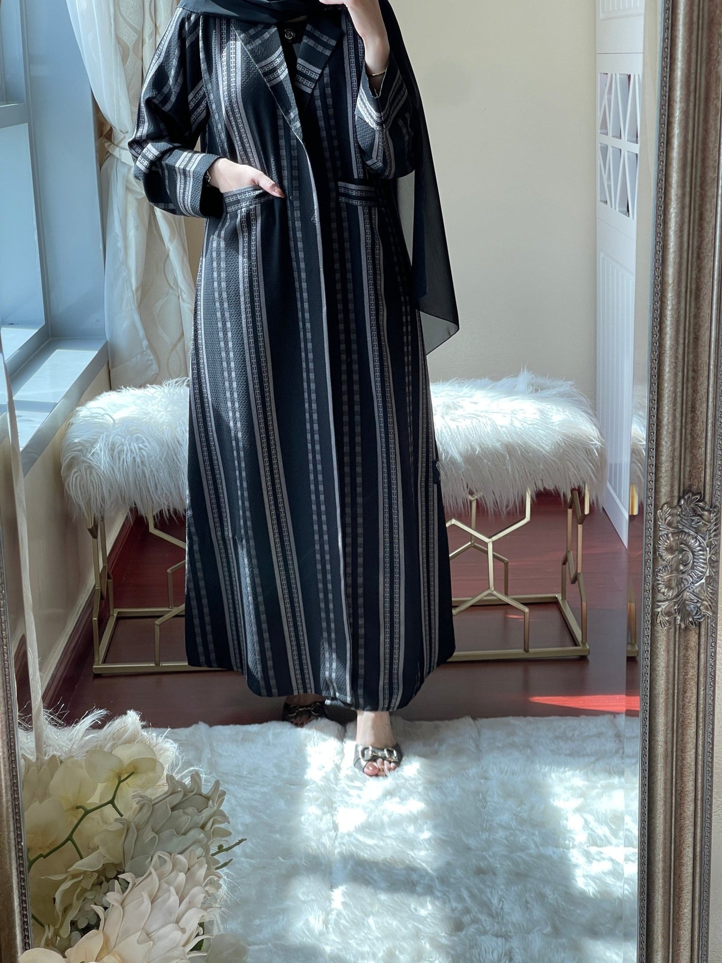 C - Black - Work - Coat - Abaya - Set - 17