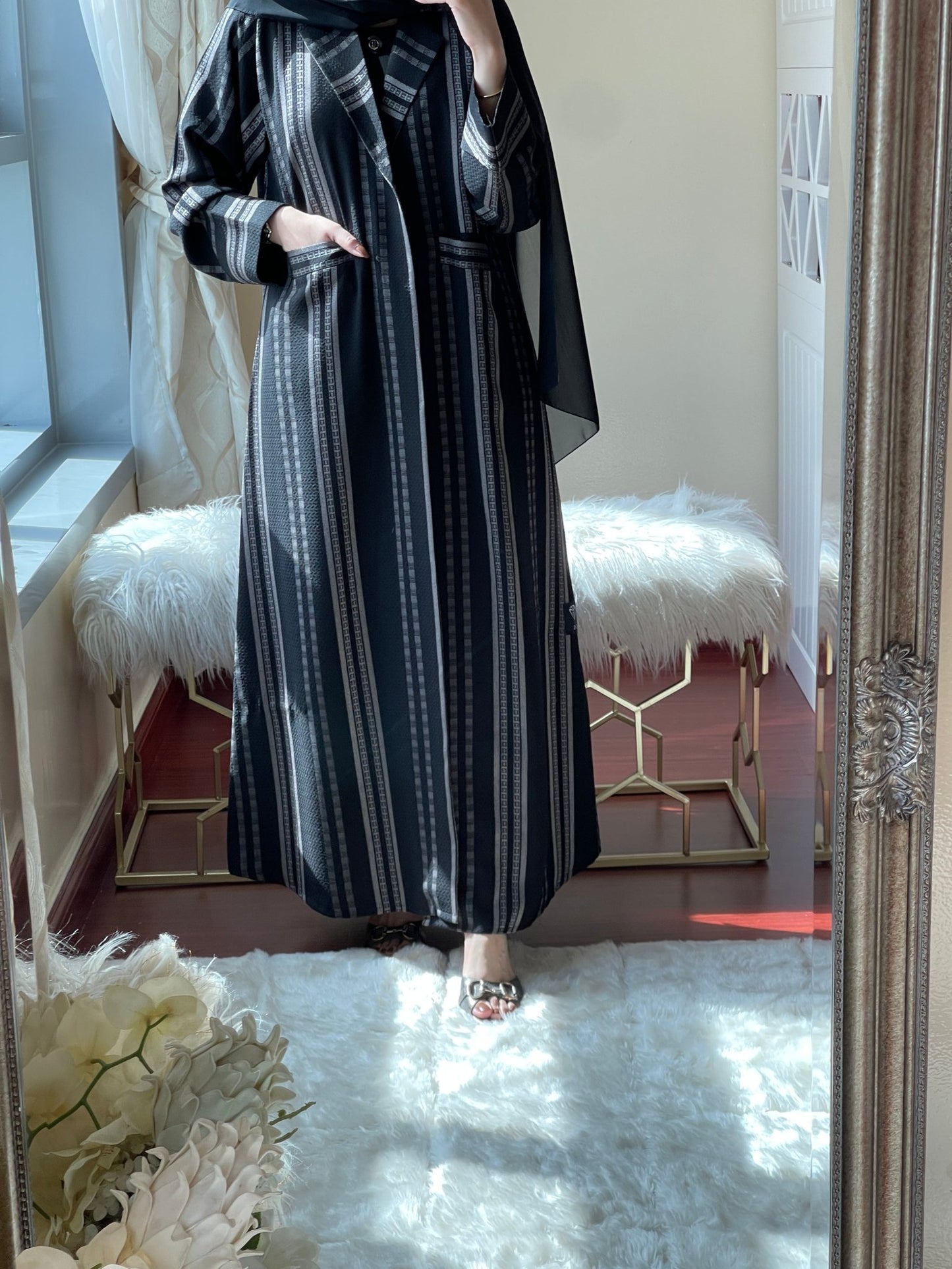 C - Black - Work - Coat - Abaya - Set - 17