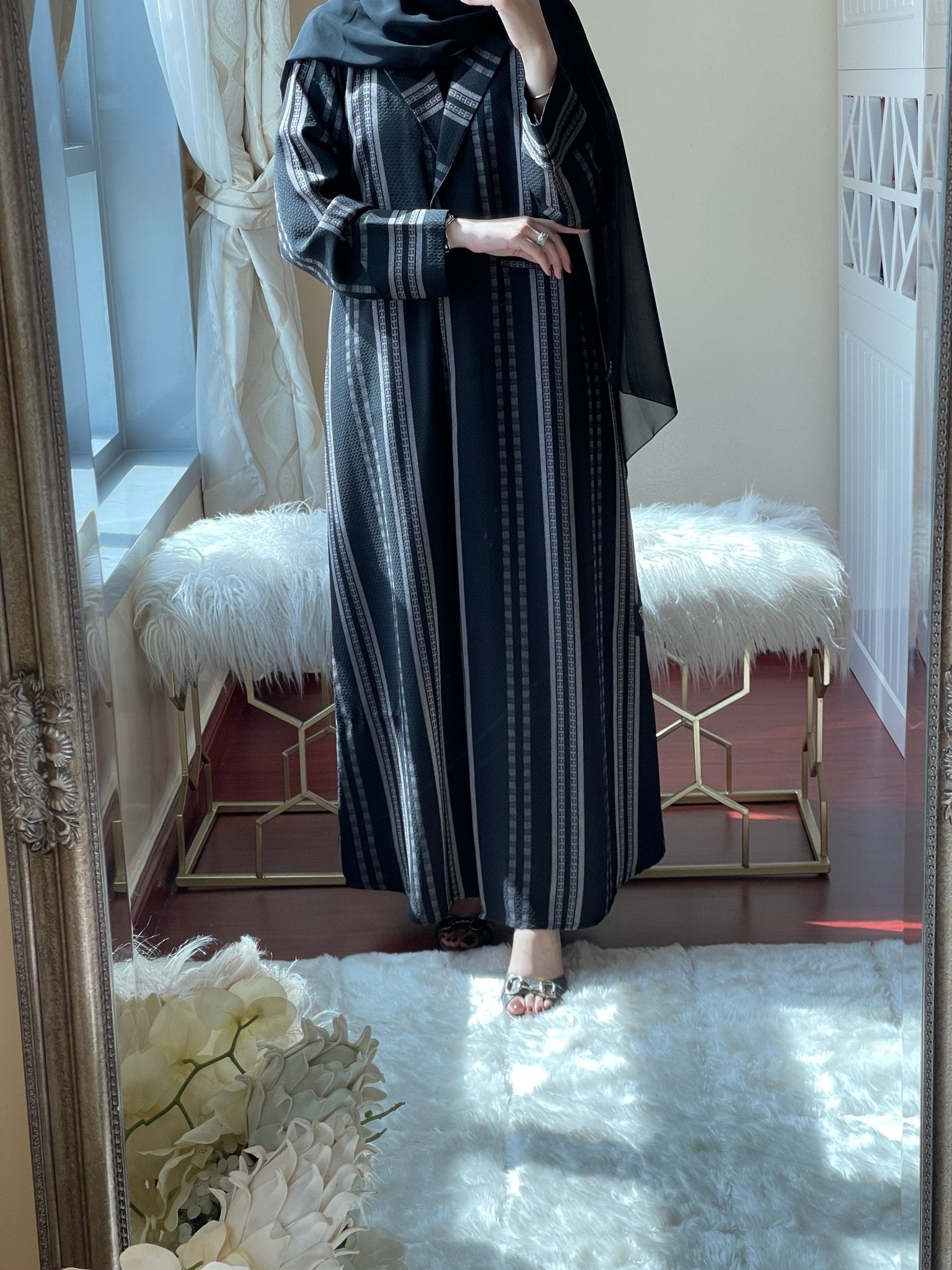 C - Black - Work - Coat - Abaya - Set - 17