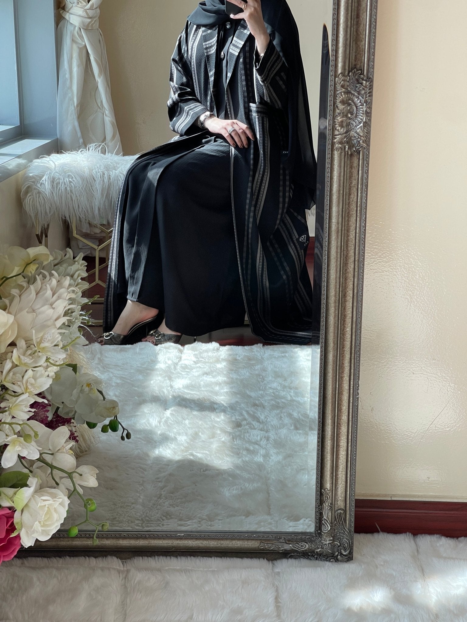 C - Black - Work - Coat - Abaya - Set - 17