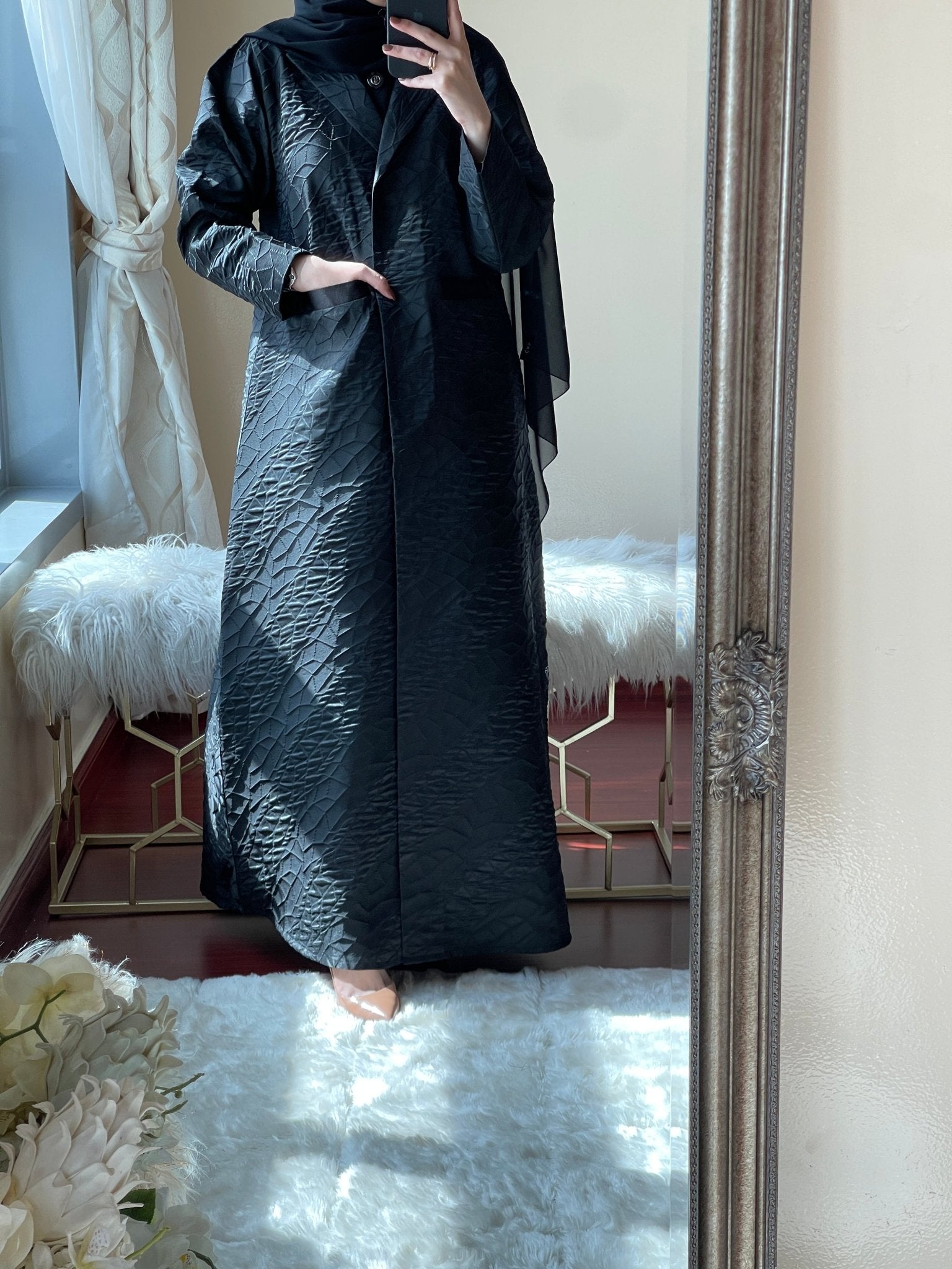 C - Black - Work - Coat - Abaya - Set - 18