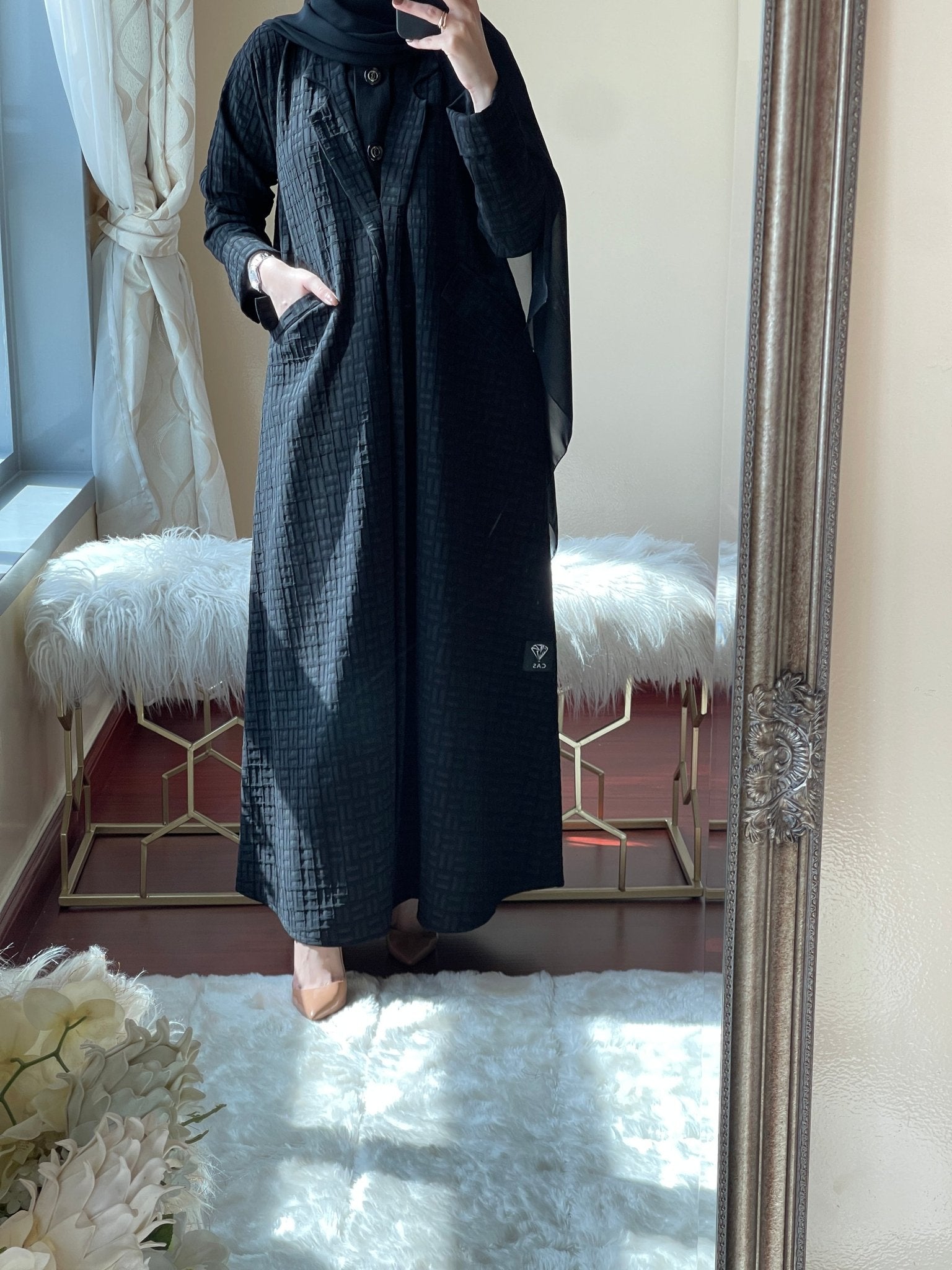 C - Black - Work - Coat - Abaya - Set - 19