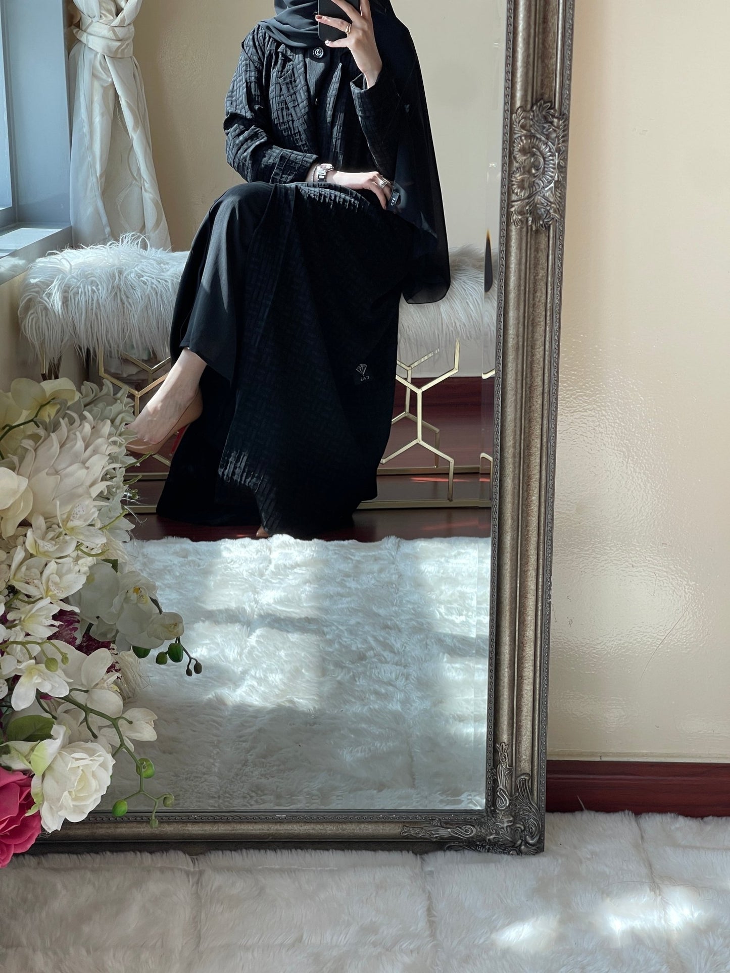 C - Black - Work - Coat - Abaya - Set - 19