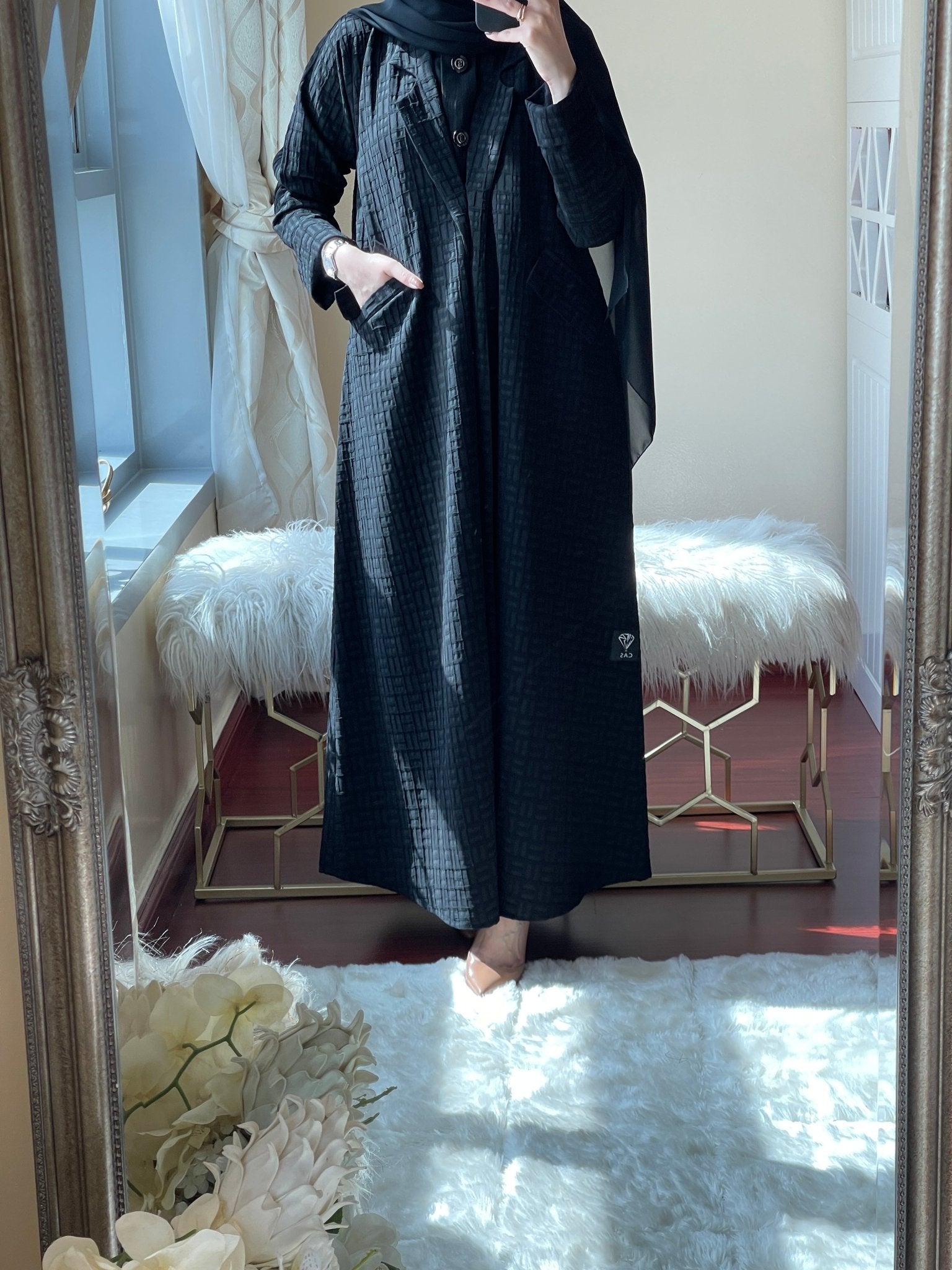 C - Black - Work - Coat - Abaya - Set - 19