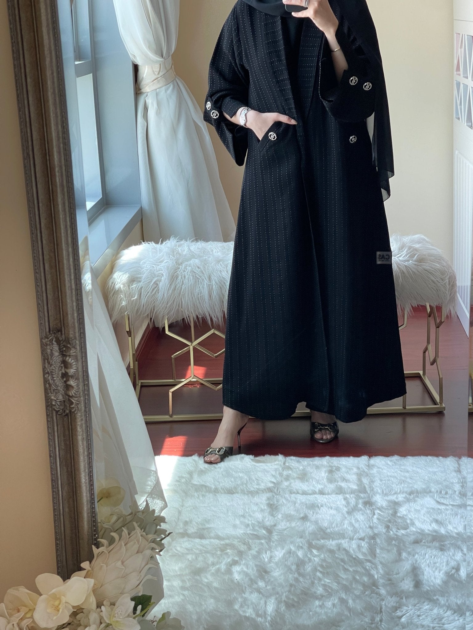 C - Black - Work - Coat - Abaya - Set