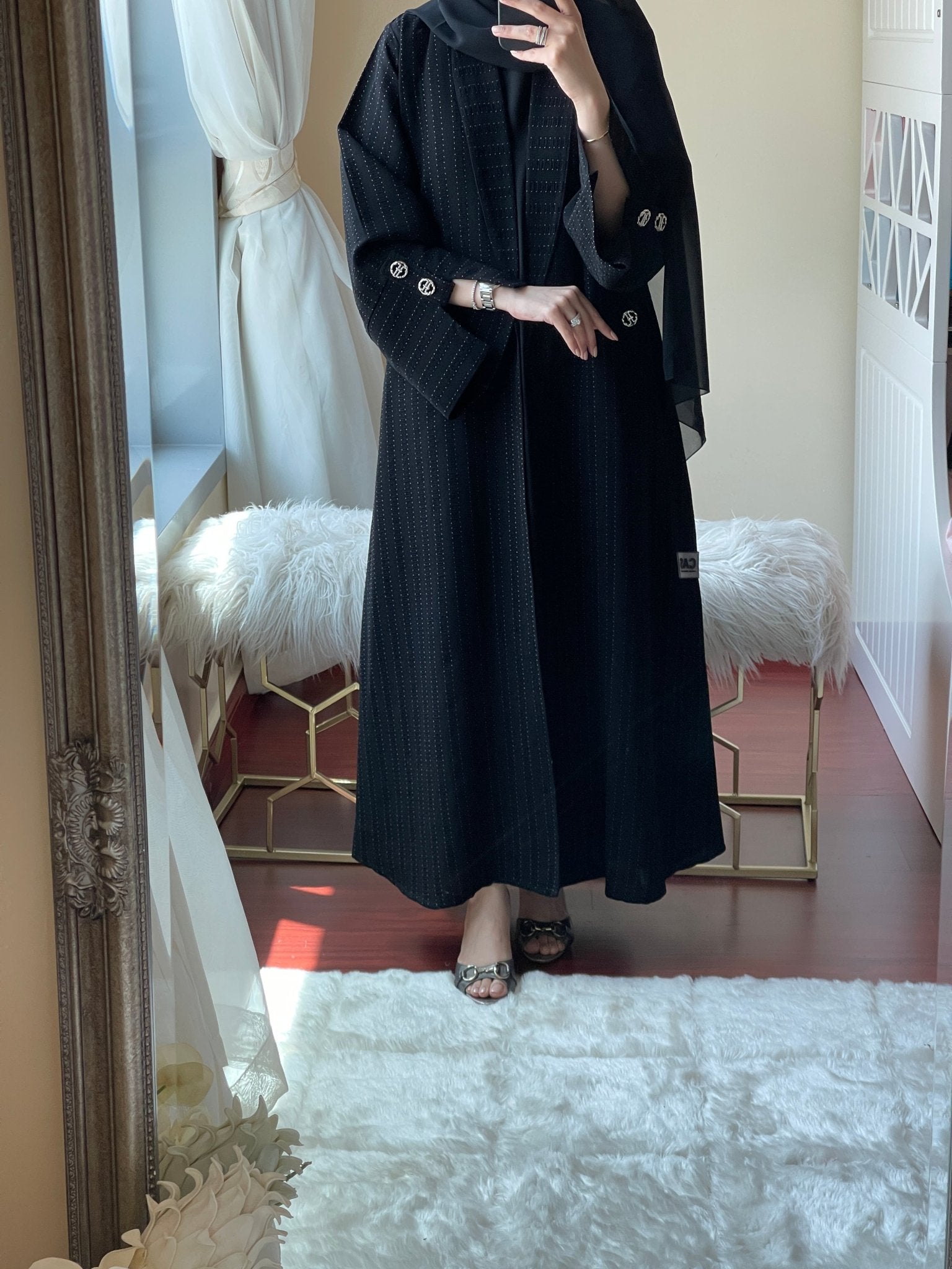 C - Black - Work - Coat - Abaya - Set