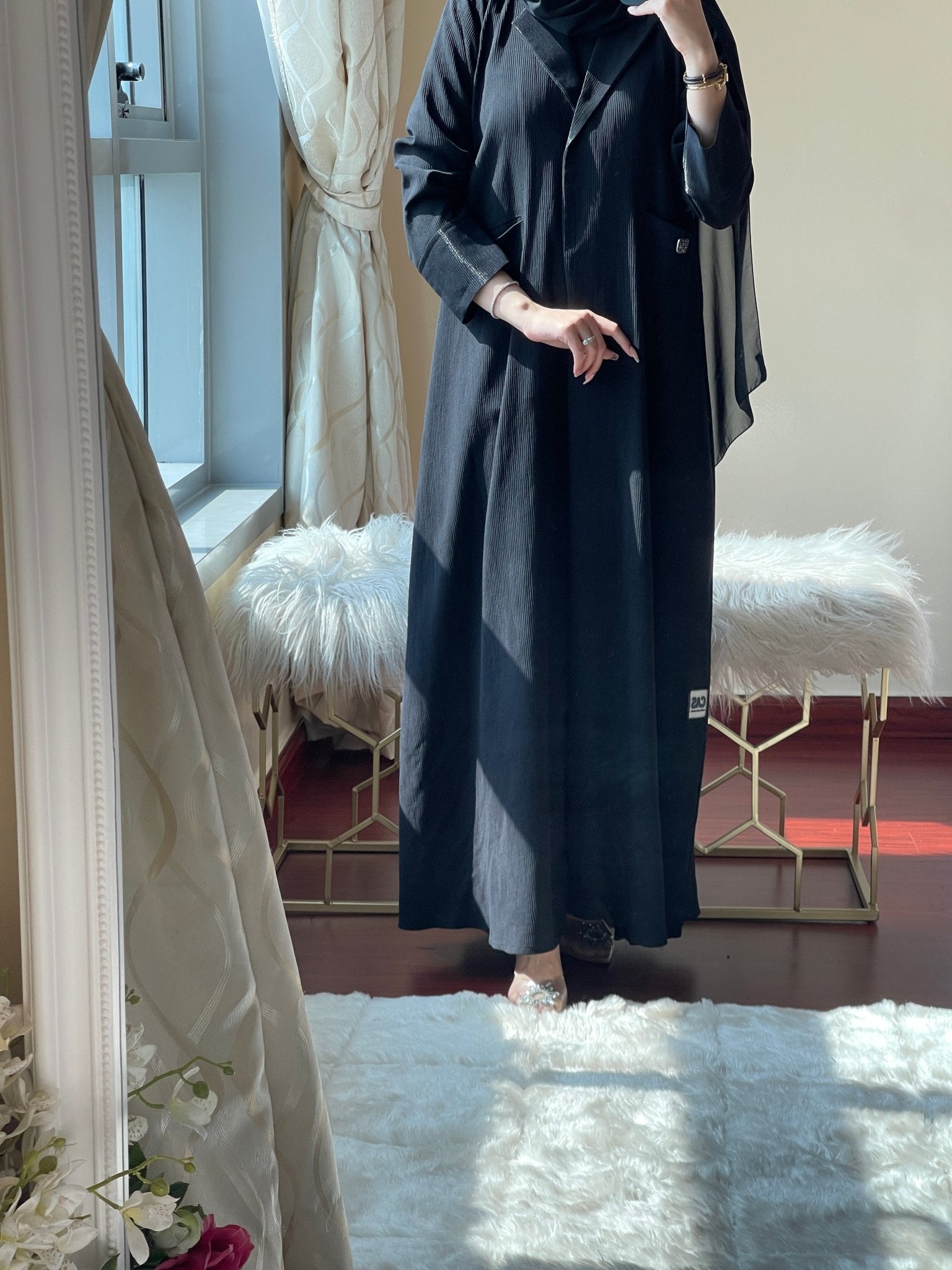 C - Black - Work - Coat - Abaya - Set - 39