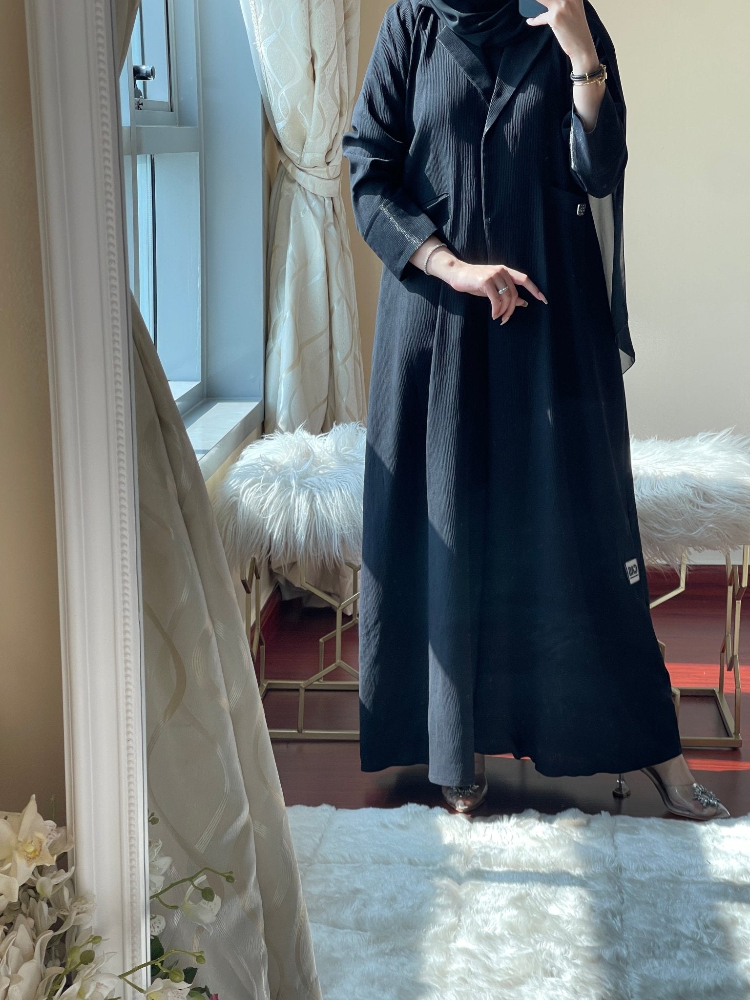 C - Black - Work - Coat - Abaya - Set - 39