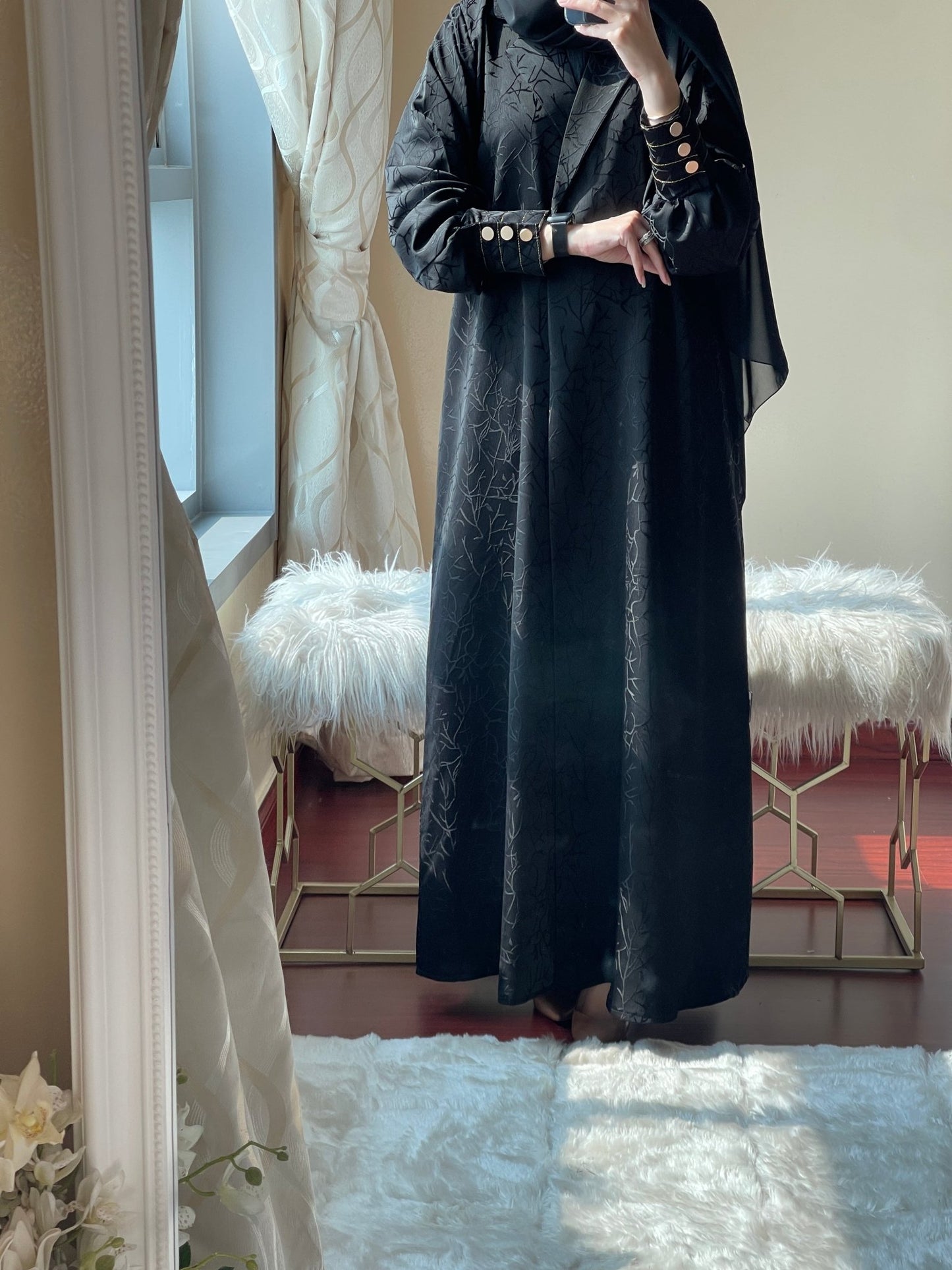 C - Black - Work - Coat - Abaya - Set - 41