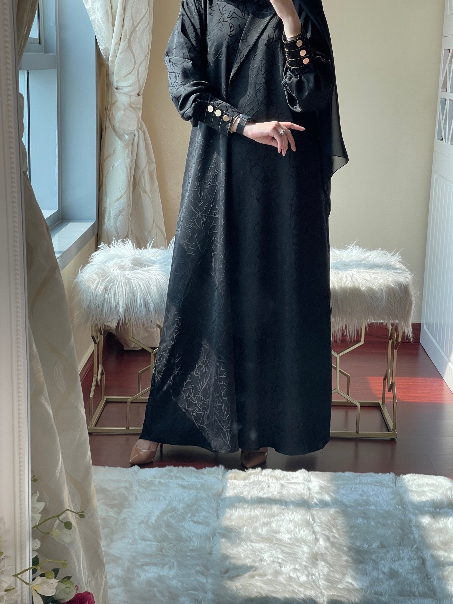 C - Black - Work - Coat - Abaya - Set - 41