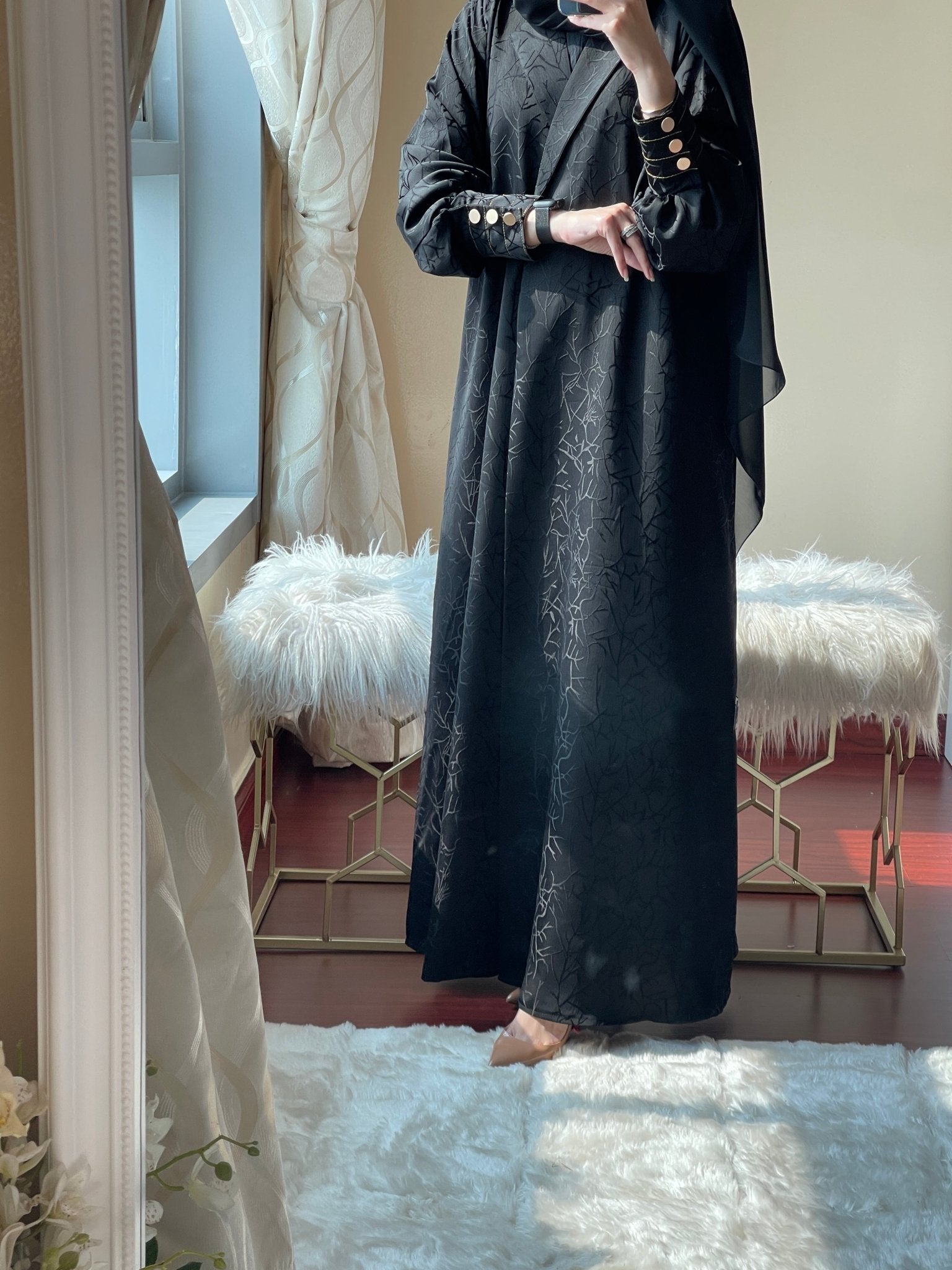 C - Black - Work - Coat - Abaya - Set - 41