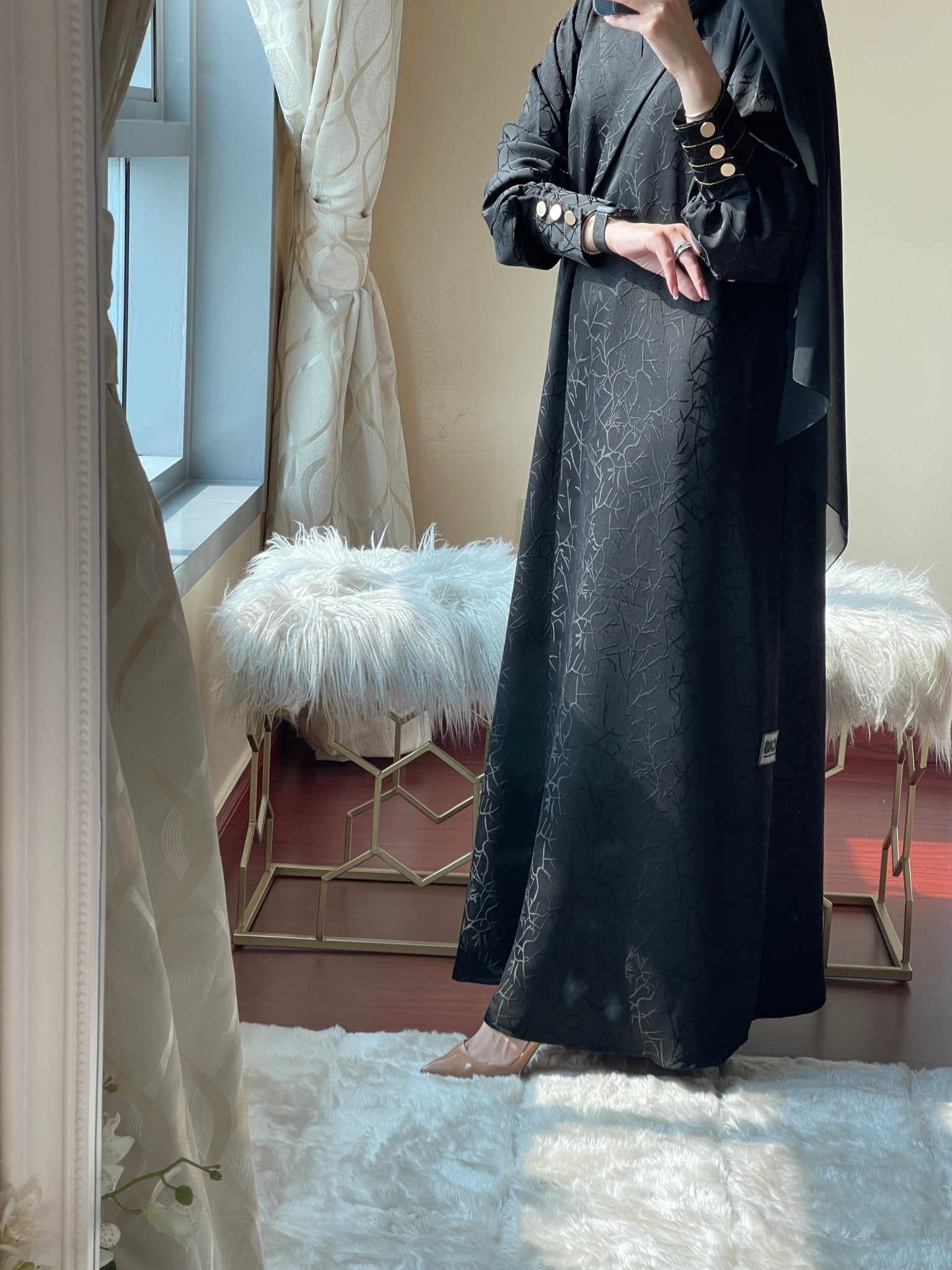 C - Black - Work - Coat - Abaya - Set - 41