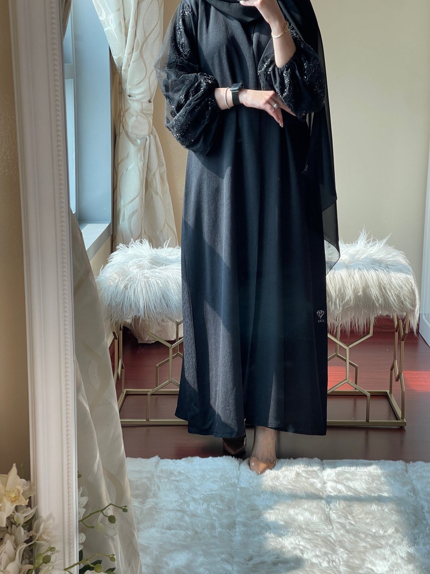 C - Black - Work - Coat - Abaya - Set - 42