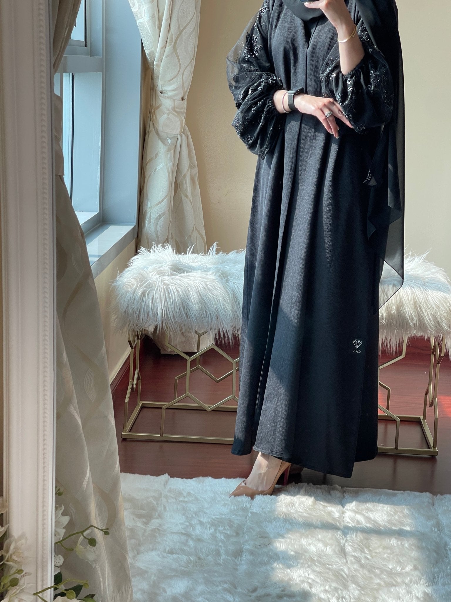 C - Black - Work - Coat - Abaya - Set - 42