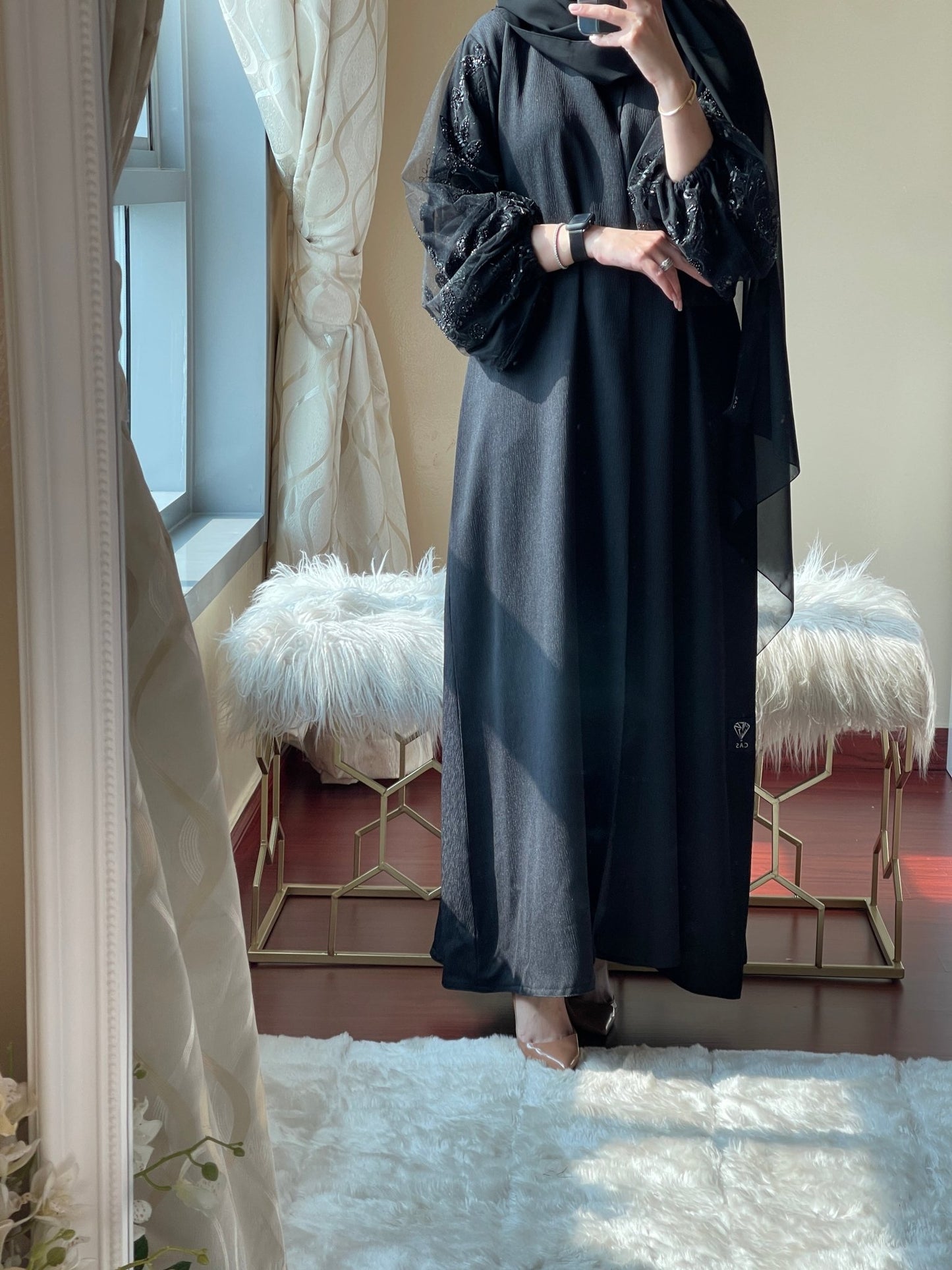 C - Black - Work - Coat - Abaya - Set - 42