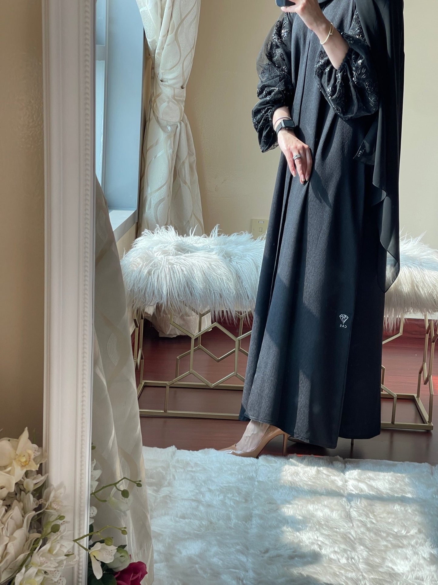 C - Black - Work - Coat - Abaya - Set - 42