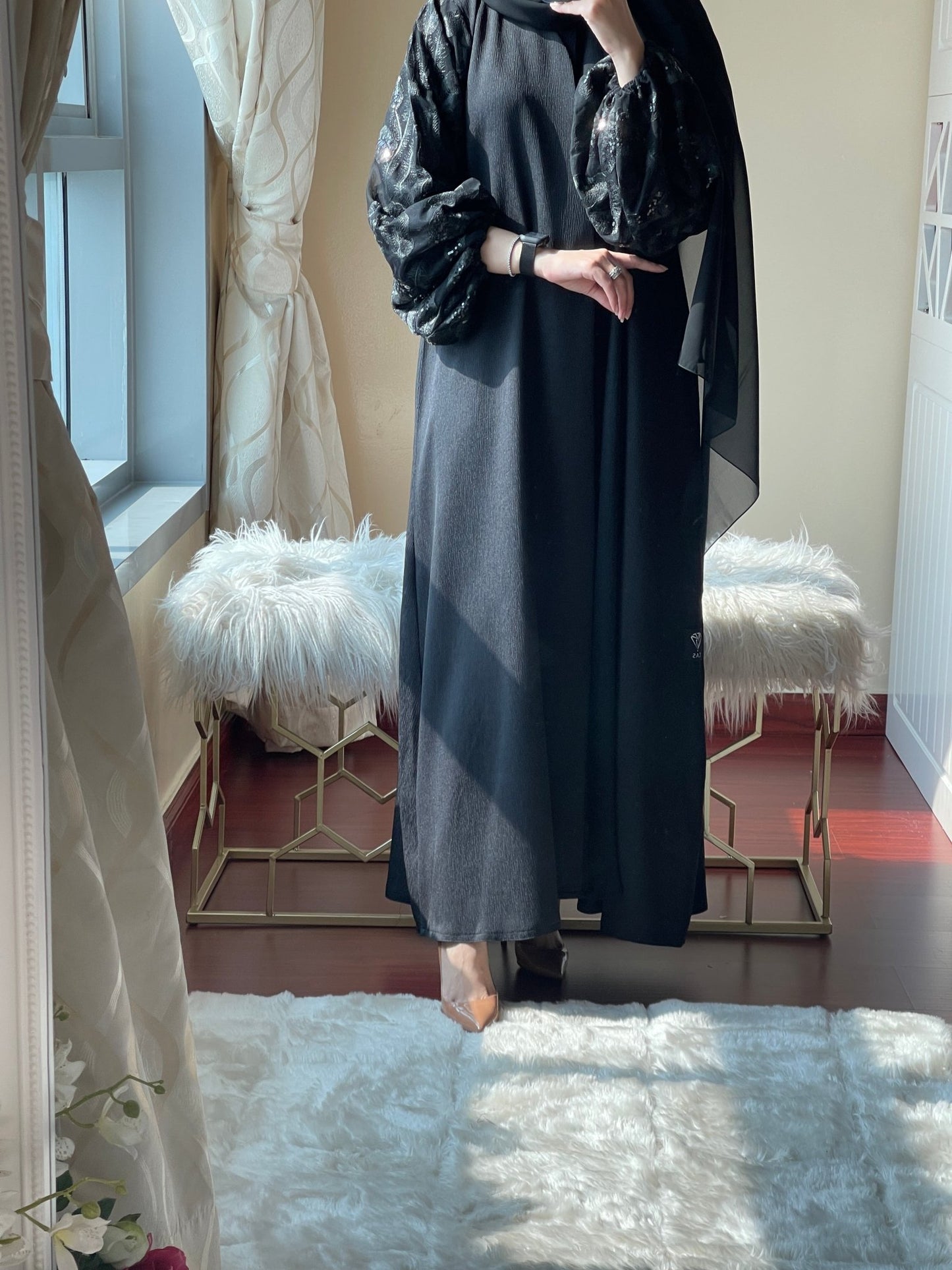 C - Black - Work - Coat - Abaya - Set - 44