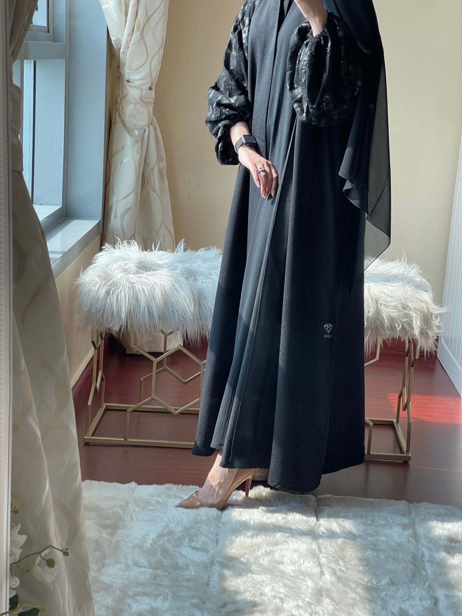 C - Black - Work - Coat - Abaya - Set - 44