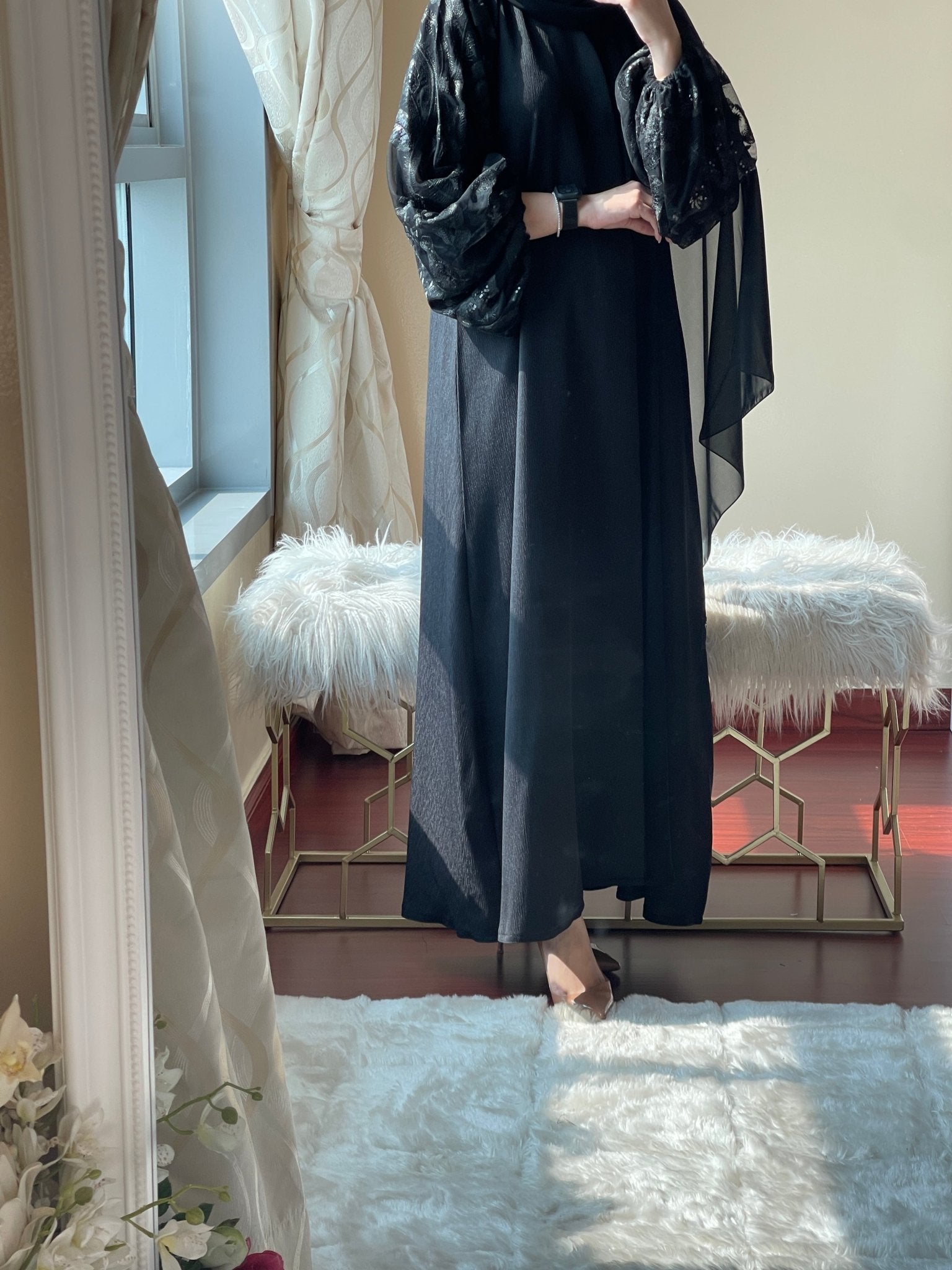 C - Black - Work - Coat - Abaya - Set - 44