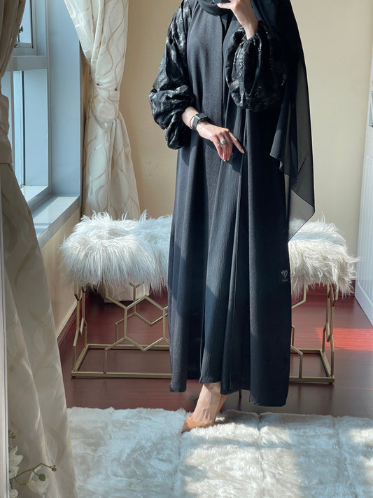 C - Black - Work - Coat - Abaya - Set - 44