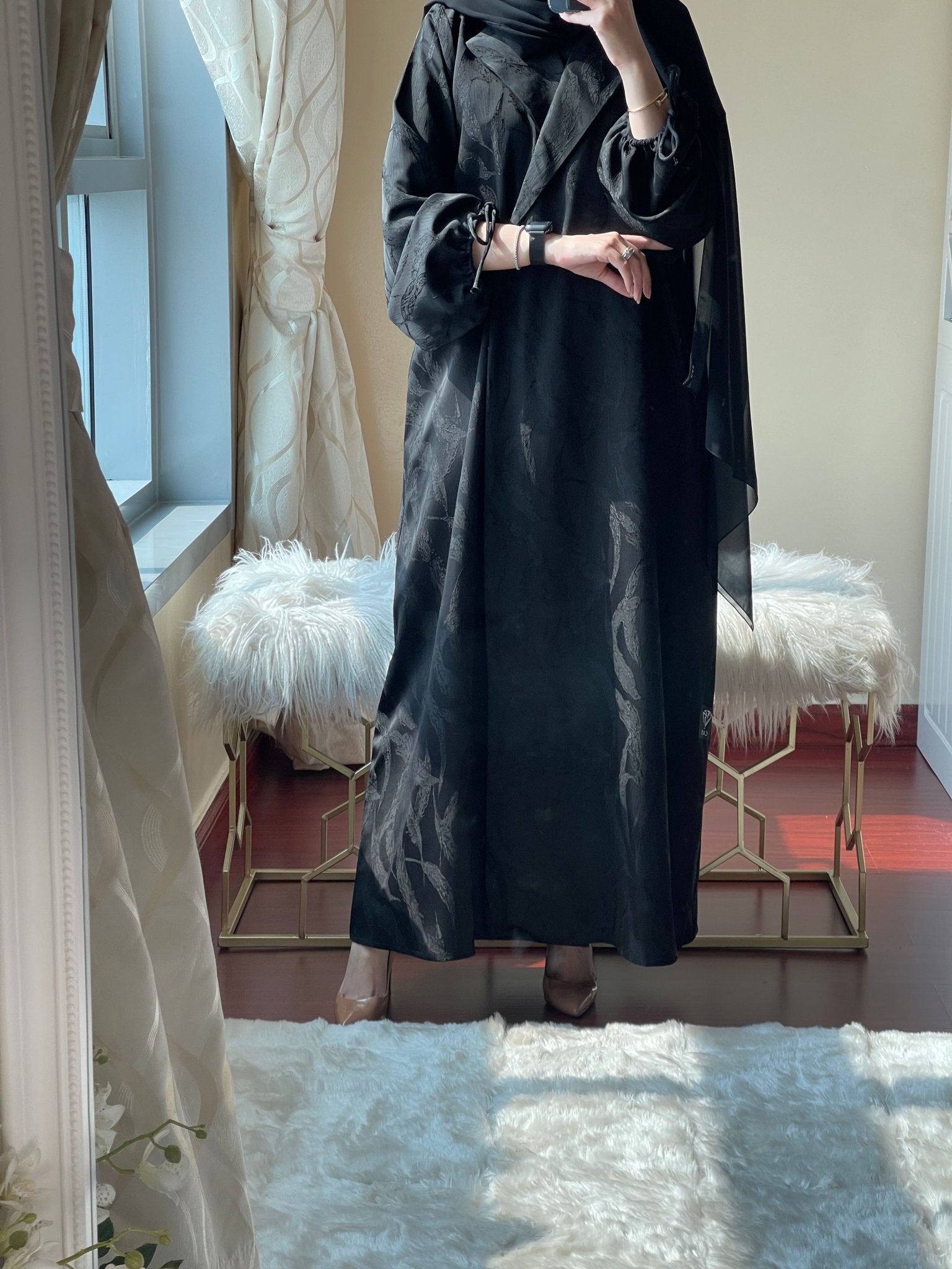 C - Black - Work - Coat - Abaya - Set - 45