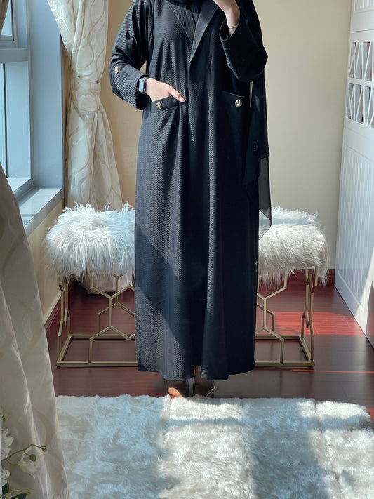 C - Black - Work - Coat - Abaya - Set - 46