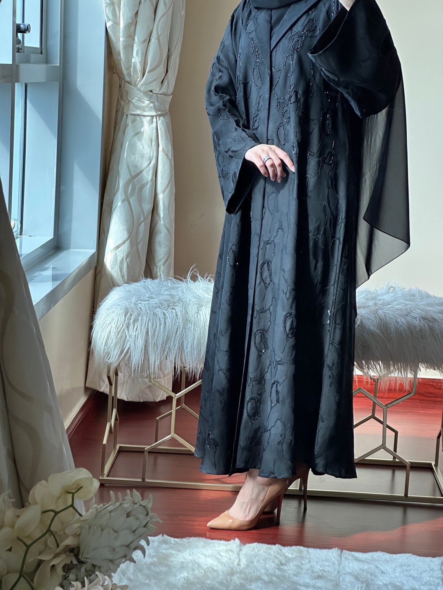 C - Black - Work - Coat - Abaya - Set - 76