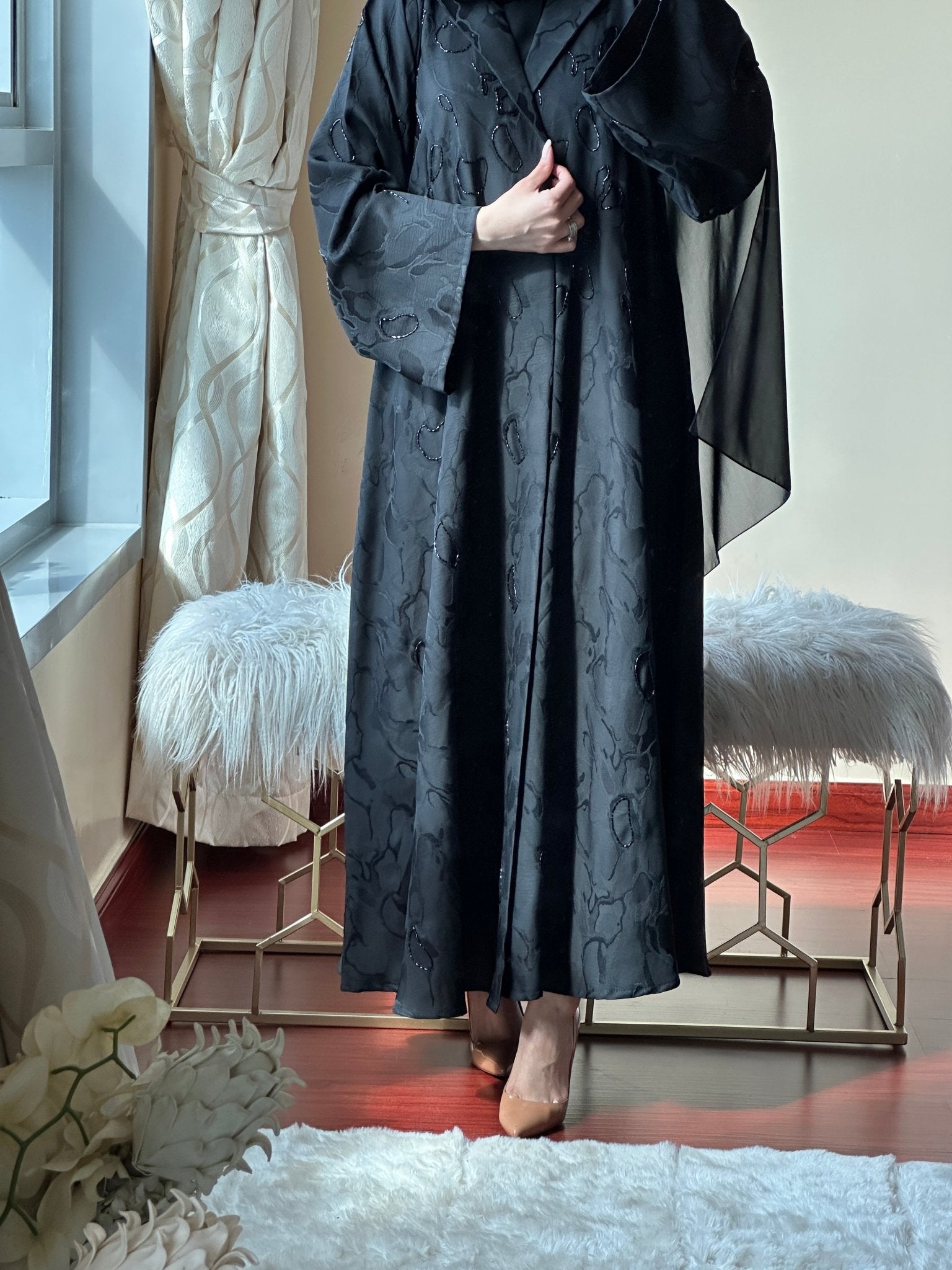 C - Black - Work - Coat - Abaya - Set - 76