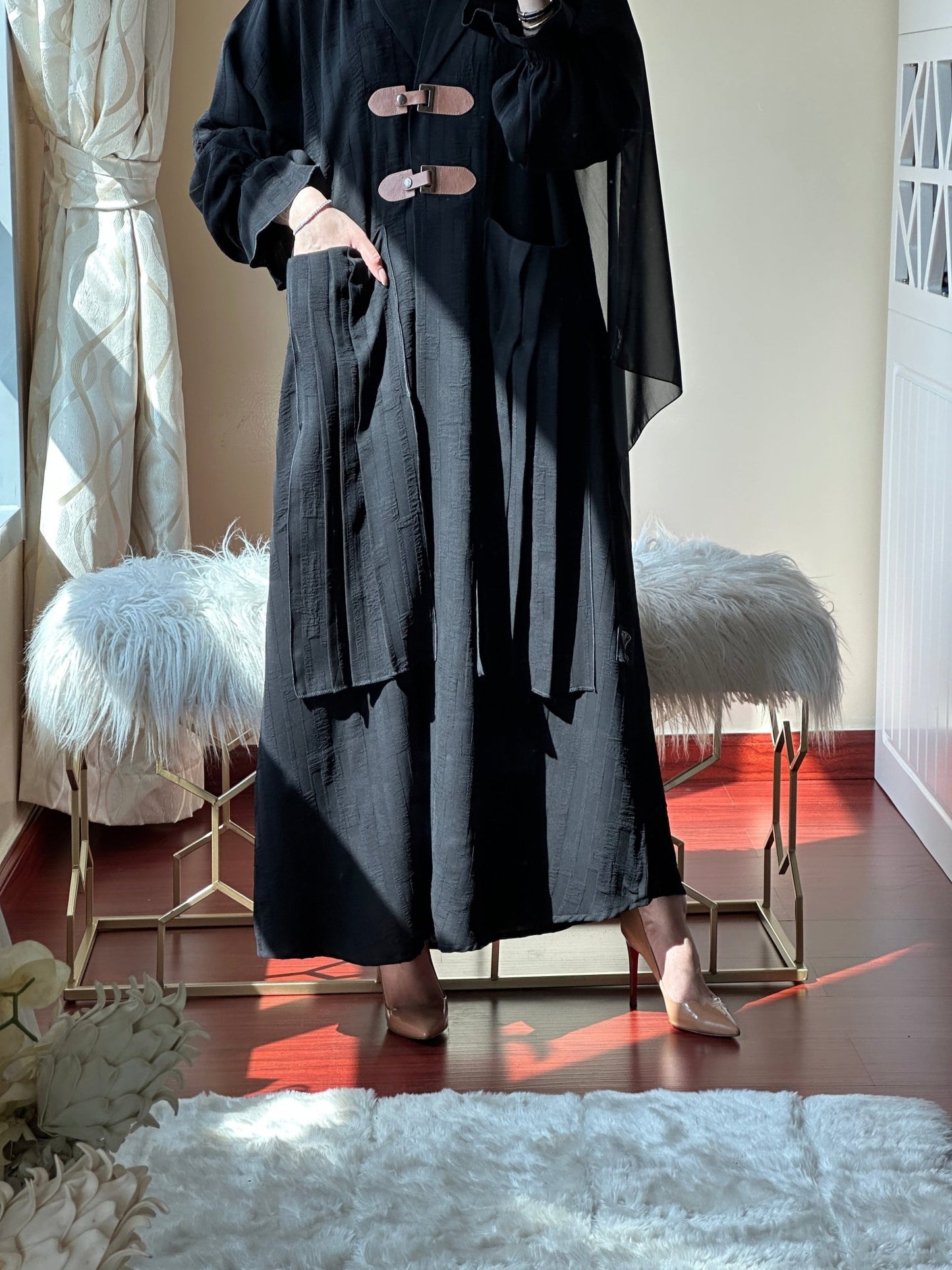 C - Black - Work - Coat - Abaya - Set - 78