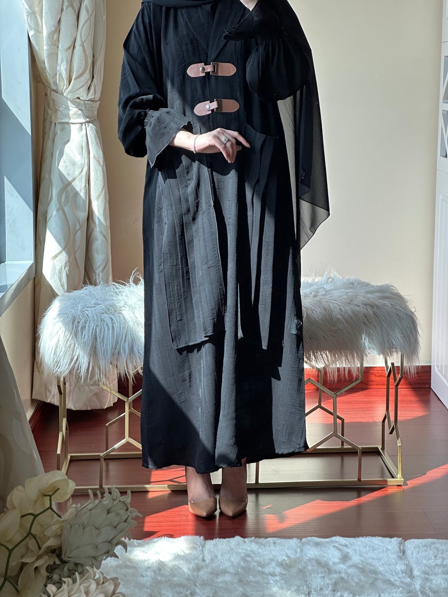 C - Black - Work - Coat - Abaya - Set - 78