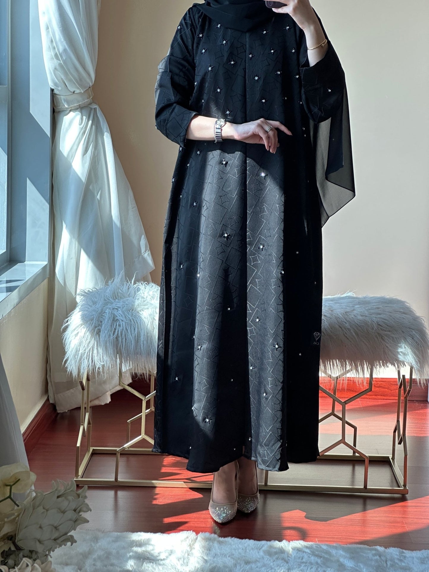 C - Black - Work - Coat - Abaya - Set - 79