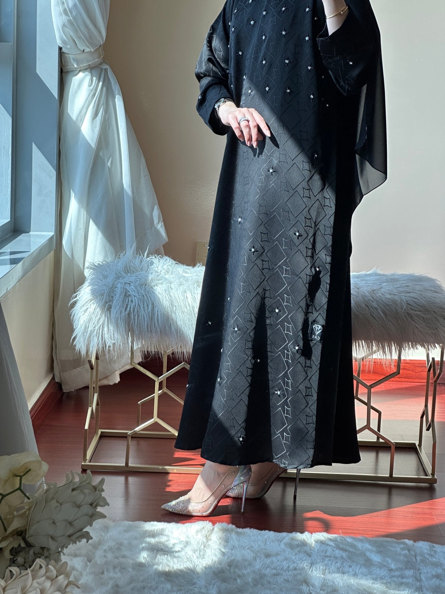 C - Black - Work - Coat - Abaya - Set - 79