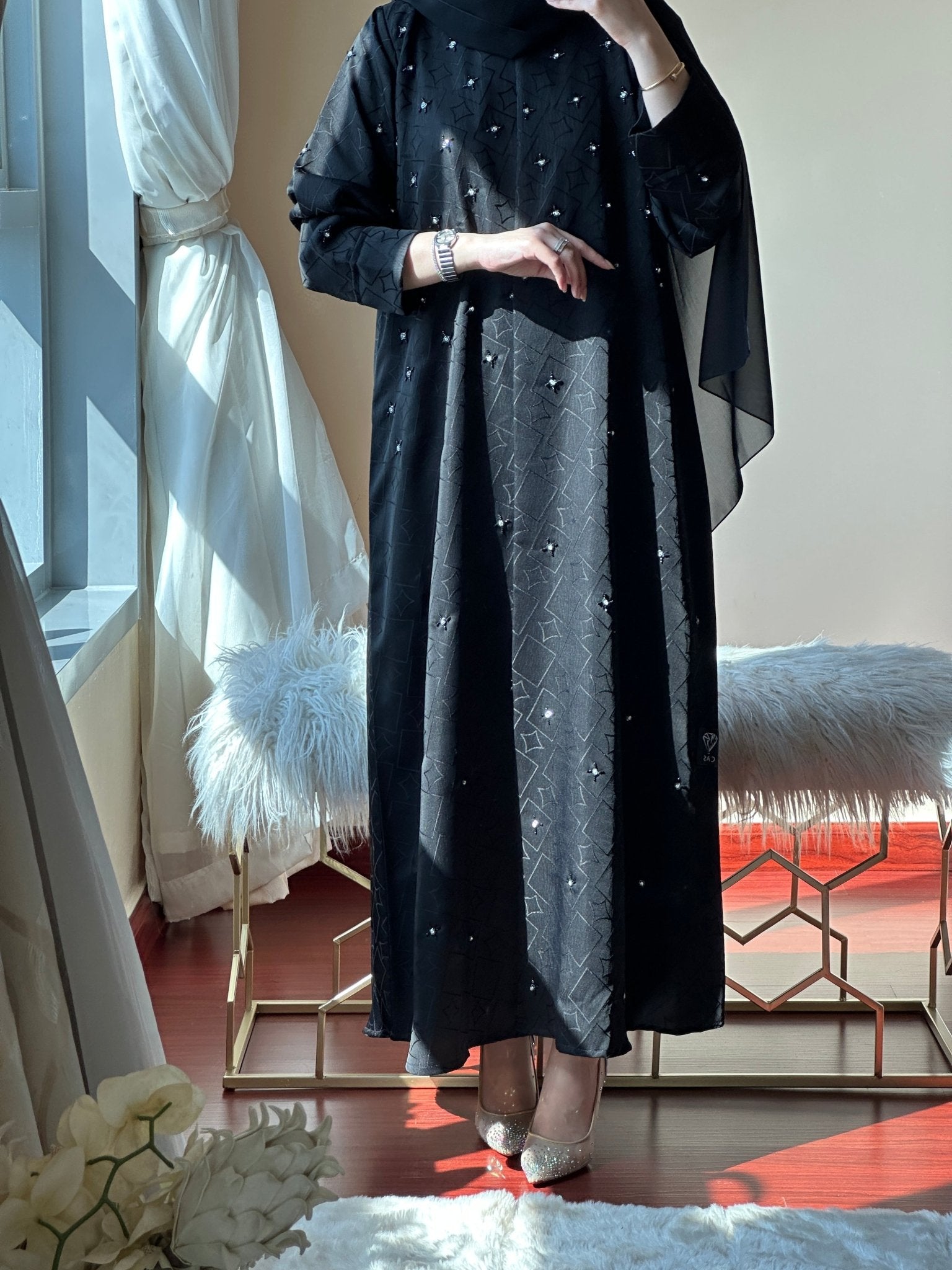 C - Black - Work - Coat - Abaya - Set - 79