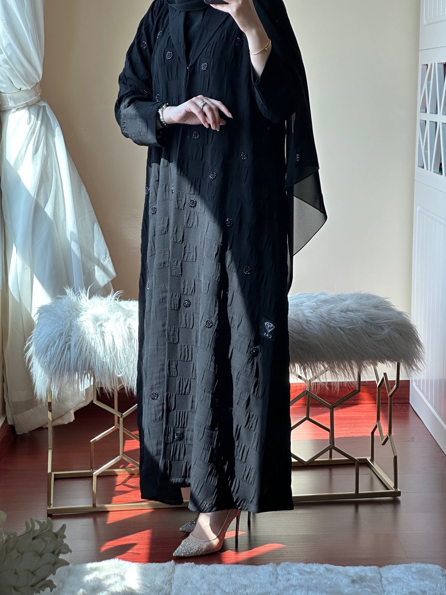 C - Black - Work - Coat - Abaya - Set - 80