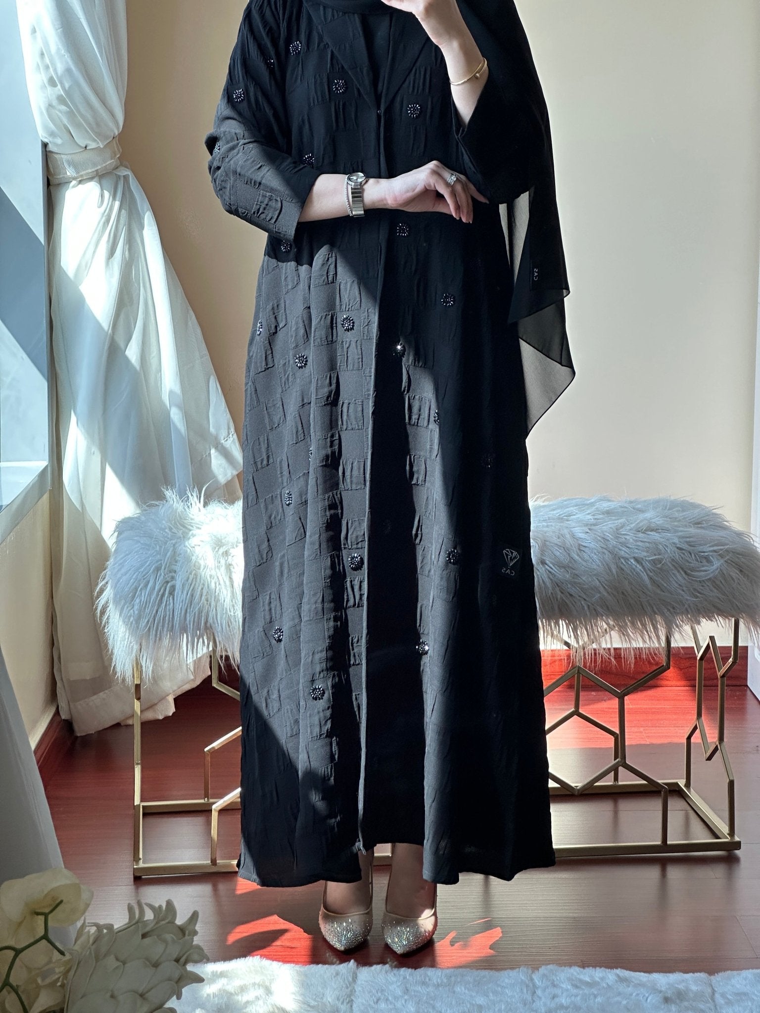 C - Black - Work - Coat - Abaya - Set - 80