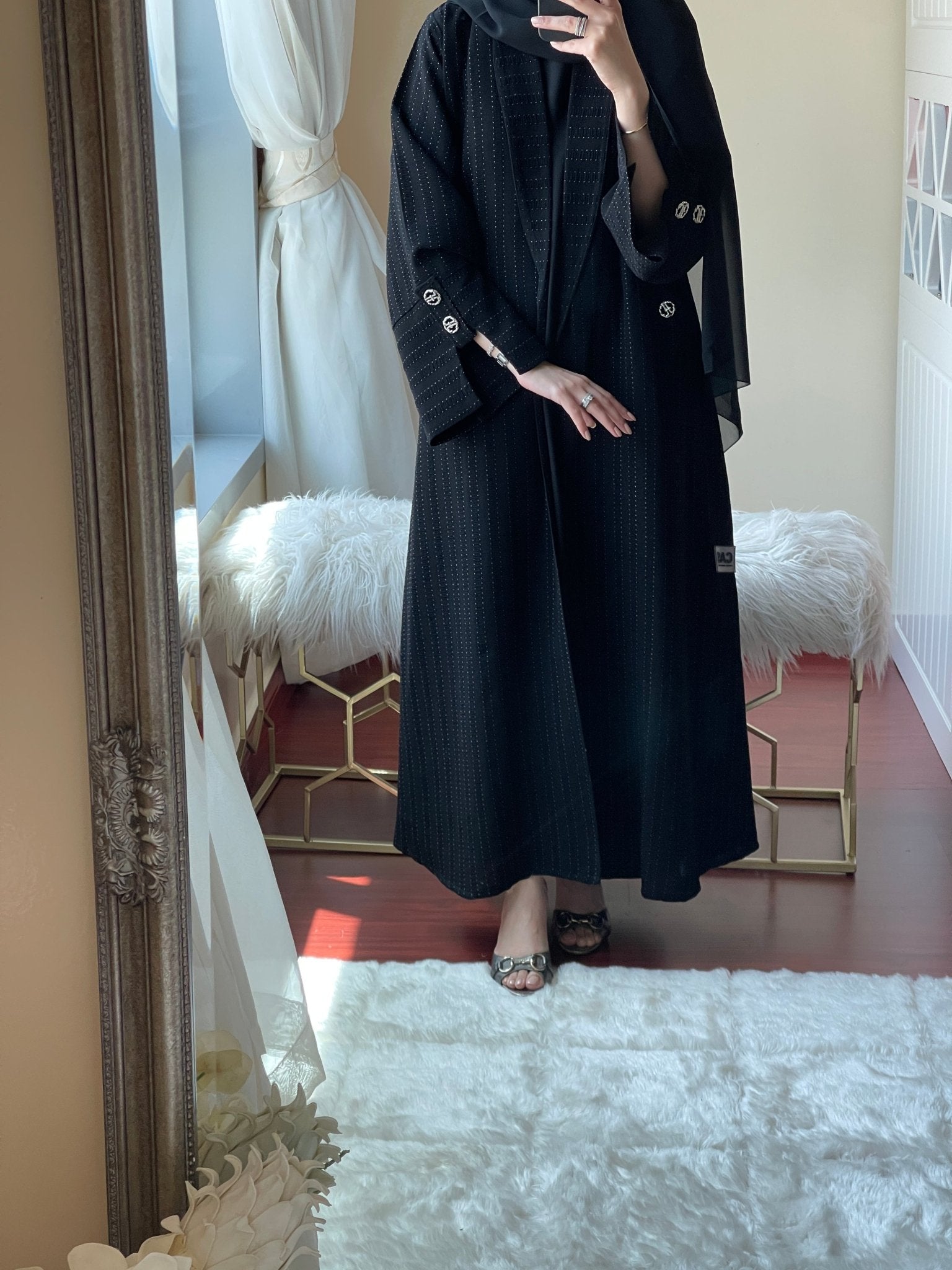 C - Black - Work - Coat - Abaya - Set